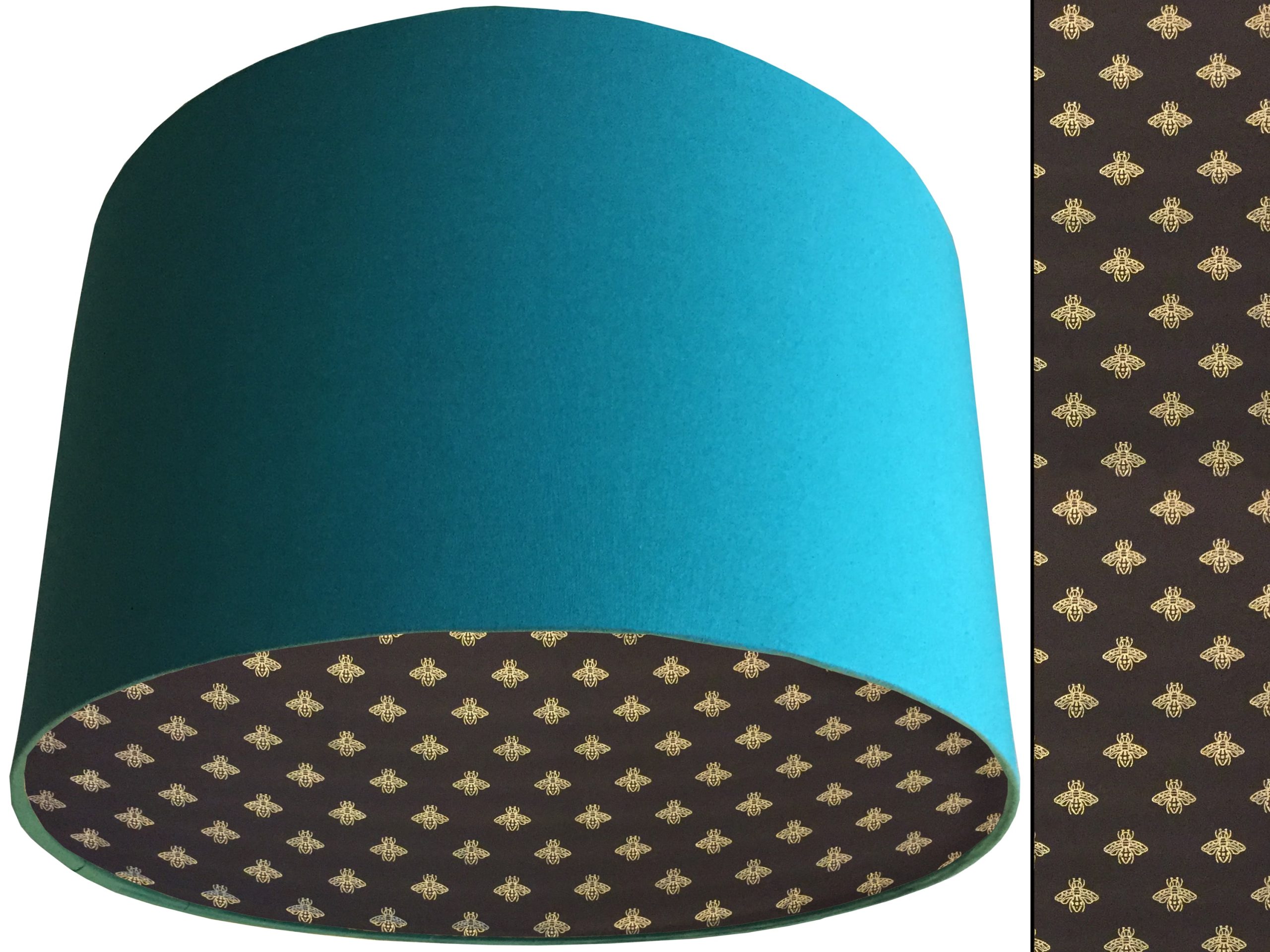 Golden Bee Lampshade Teal, Stylish Gold Animal Light