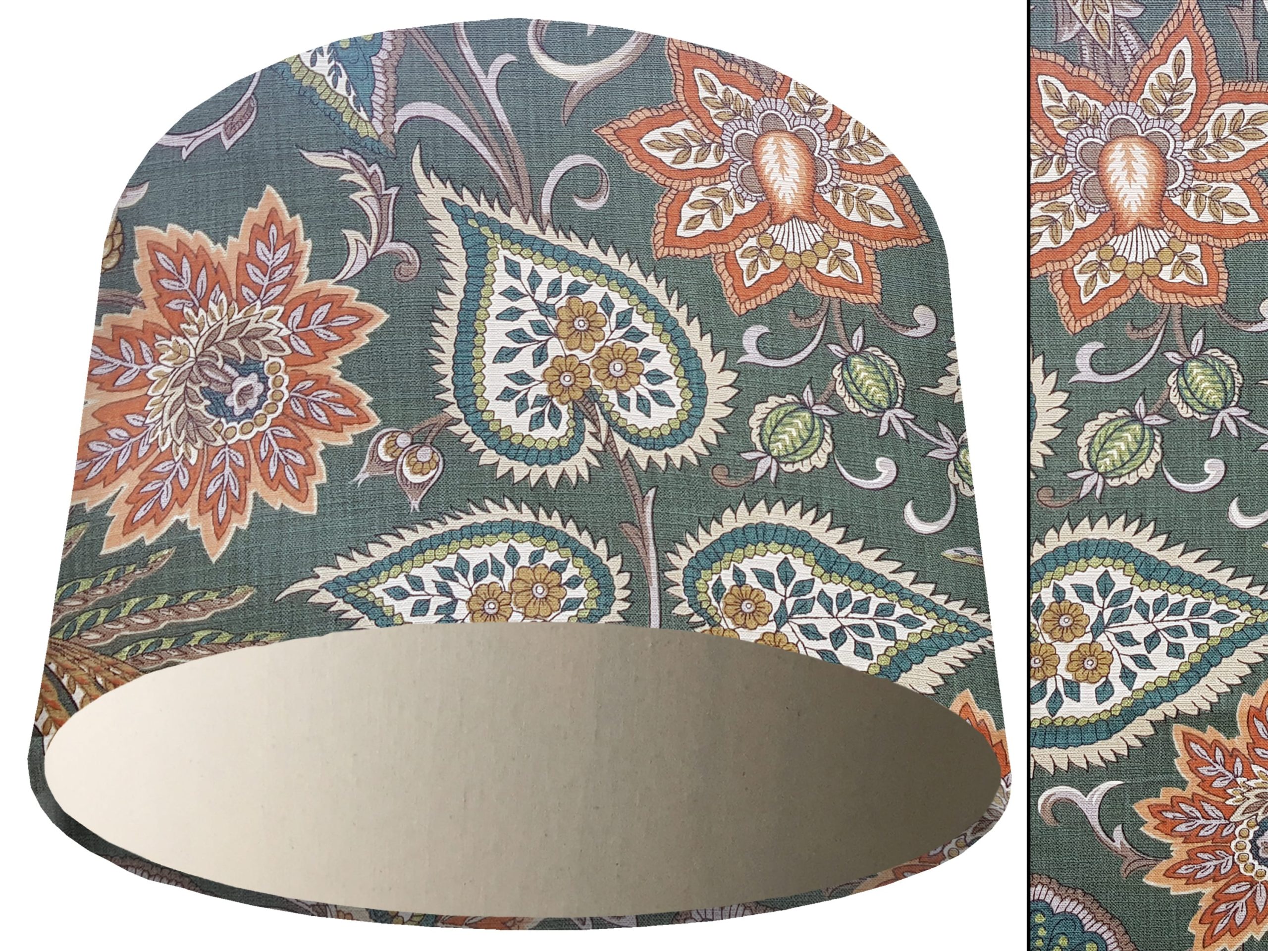 Paisley Green Light Shade Cream, Bold Contemporary Home