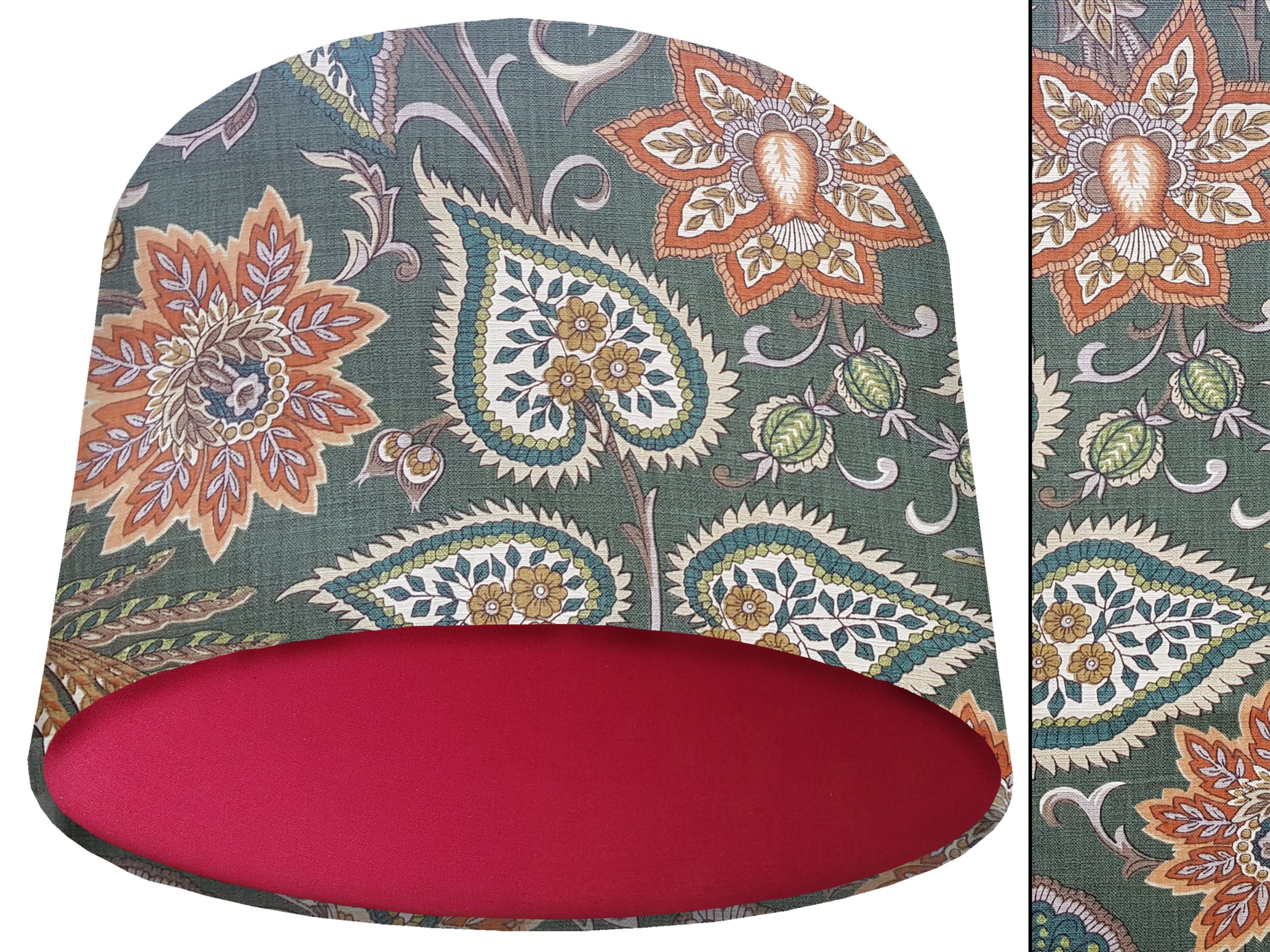 Paisley Green Light Shade Red, Bold Contemporary Home