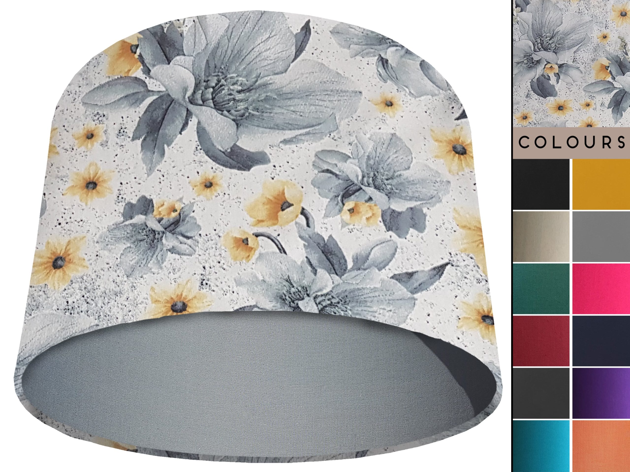 Silver Flower Light Shade Light Grey, Classic Country Lampshade