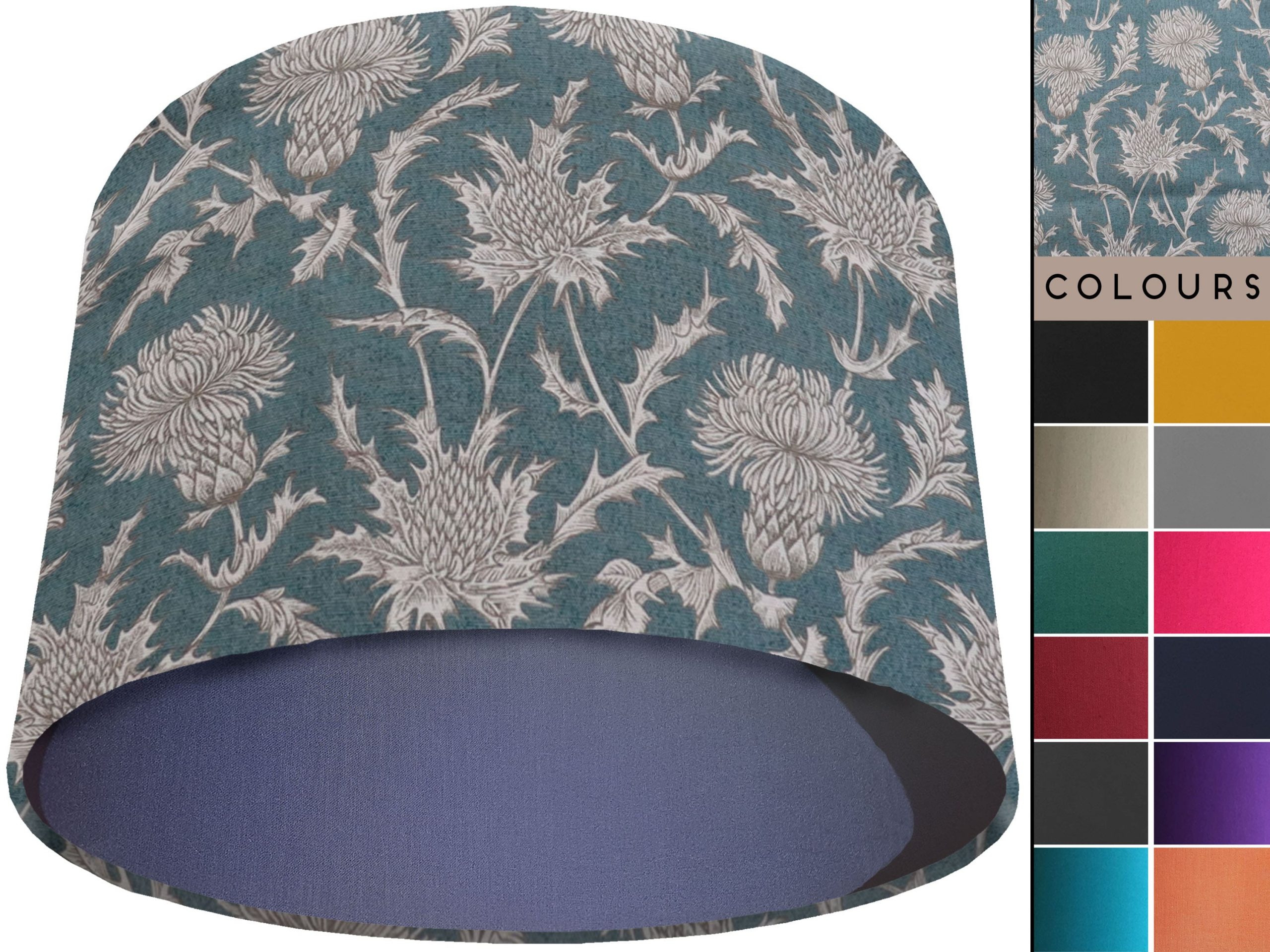 Teal Thistle Light Shade, Modern Scottish Lampshade Light Owl
