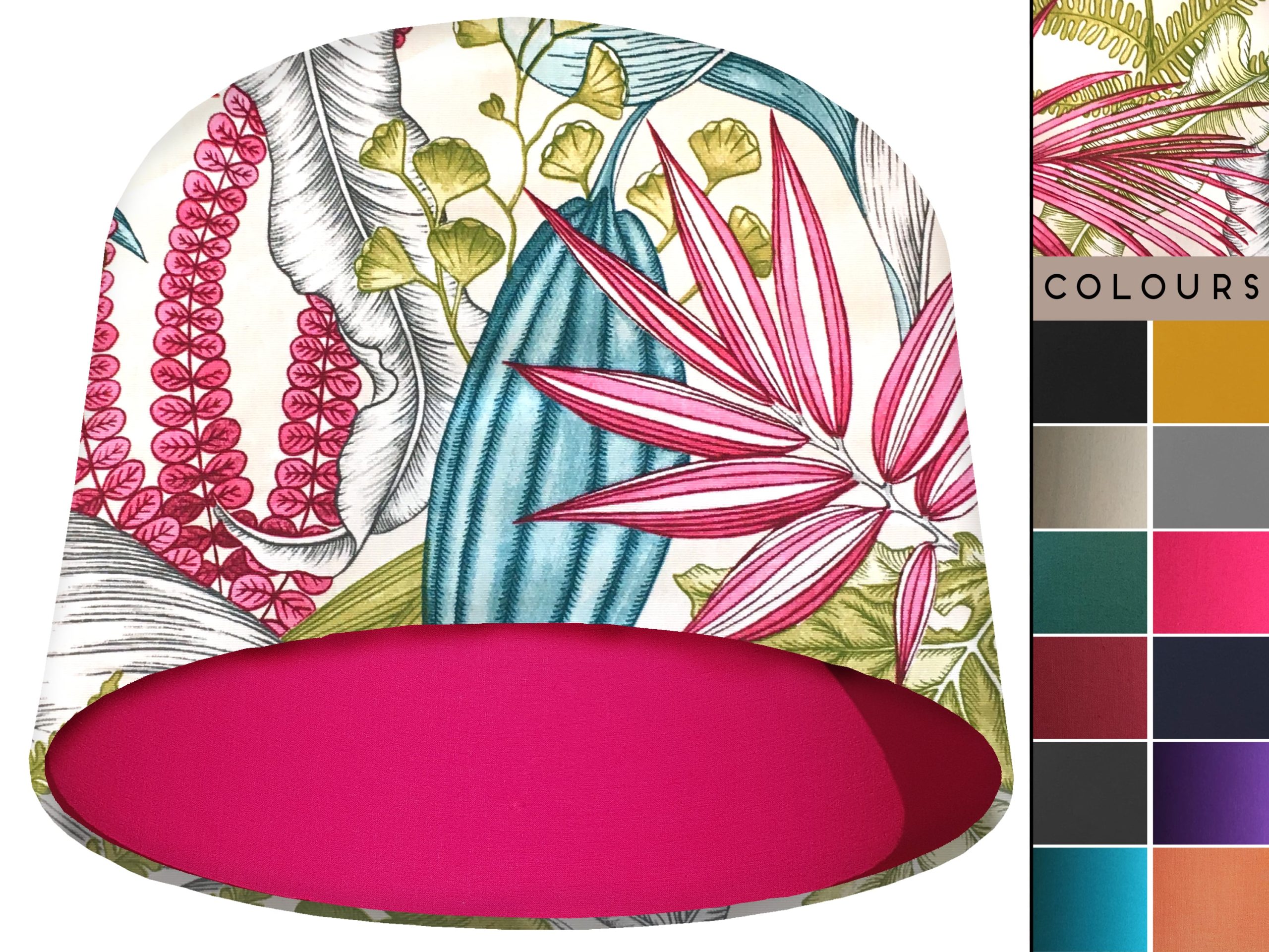 White Tropical Pink Light Shade Pink, Vibrant Lampshade