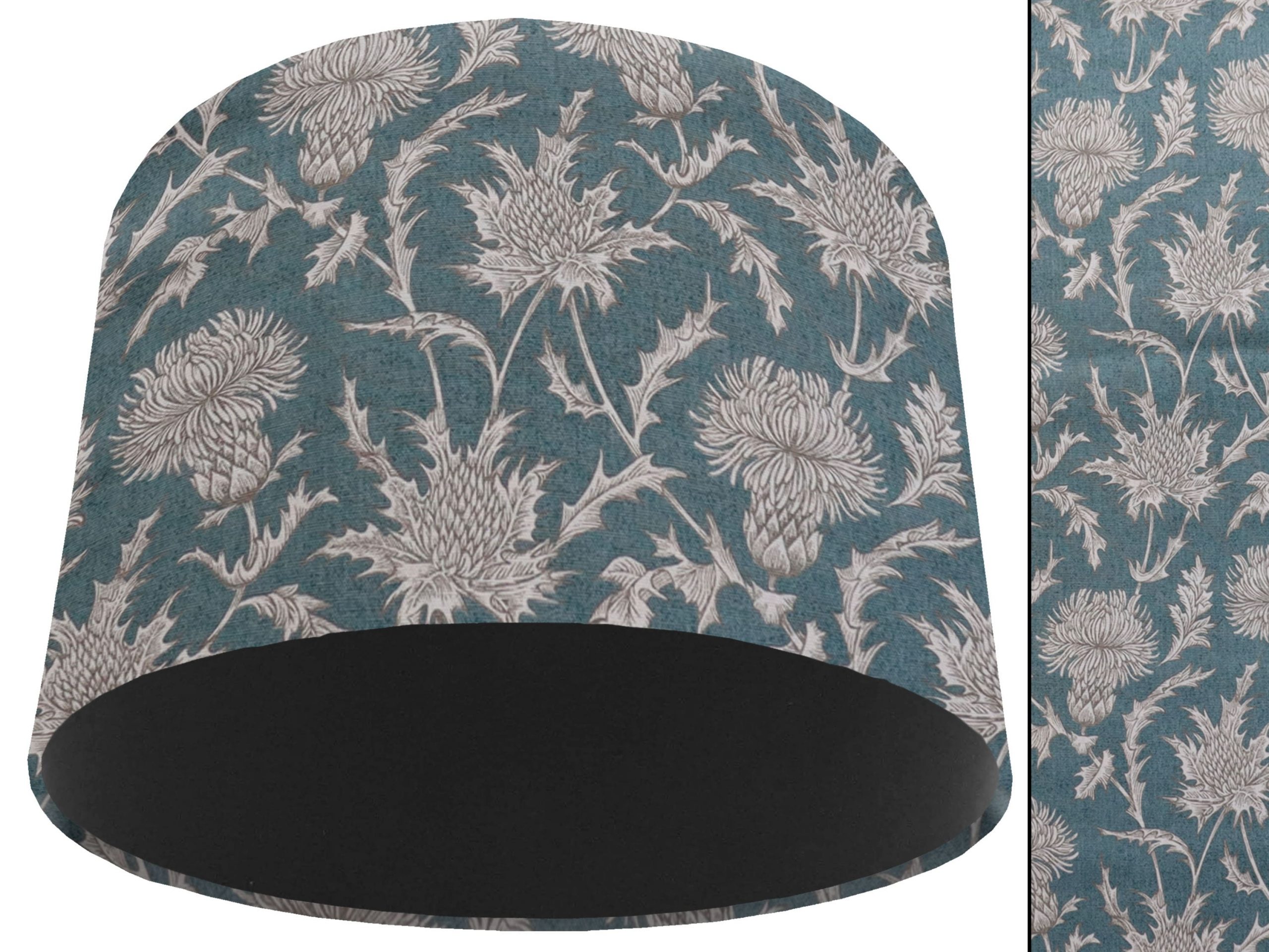 Teal Thistle Light Shade Black, Modern Scottish Lampshade