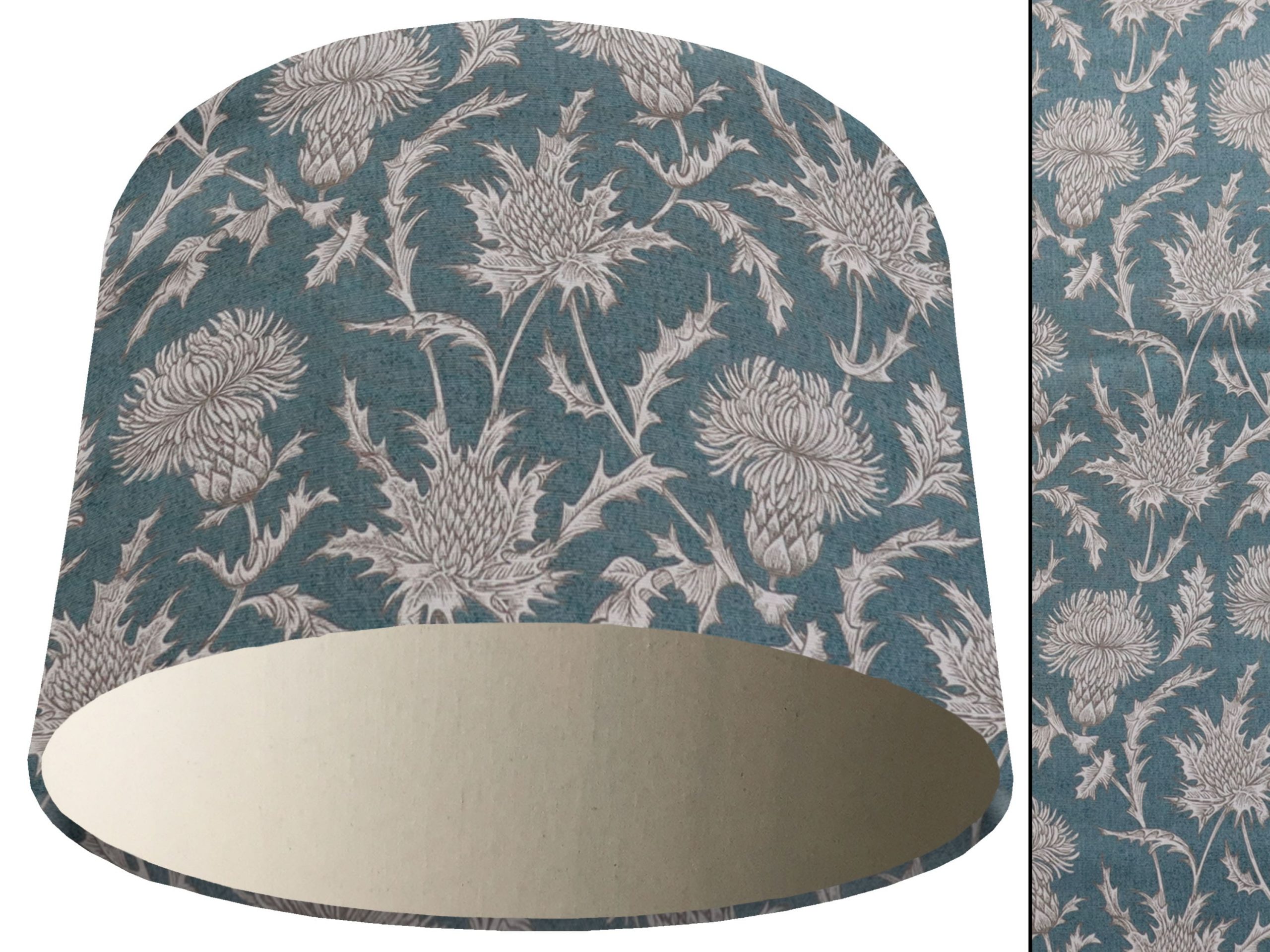 Teal Thistle Light Shade Cream, Modern Scottish Lampshade