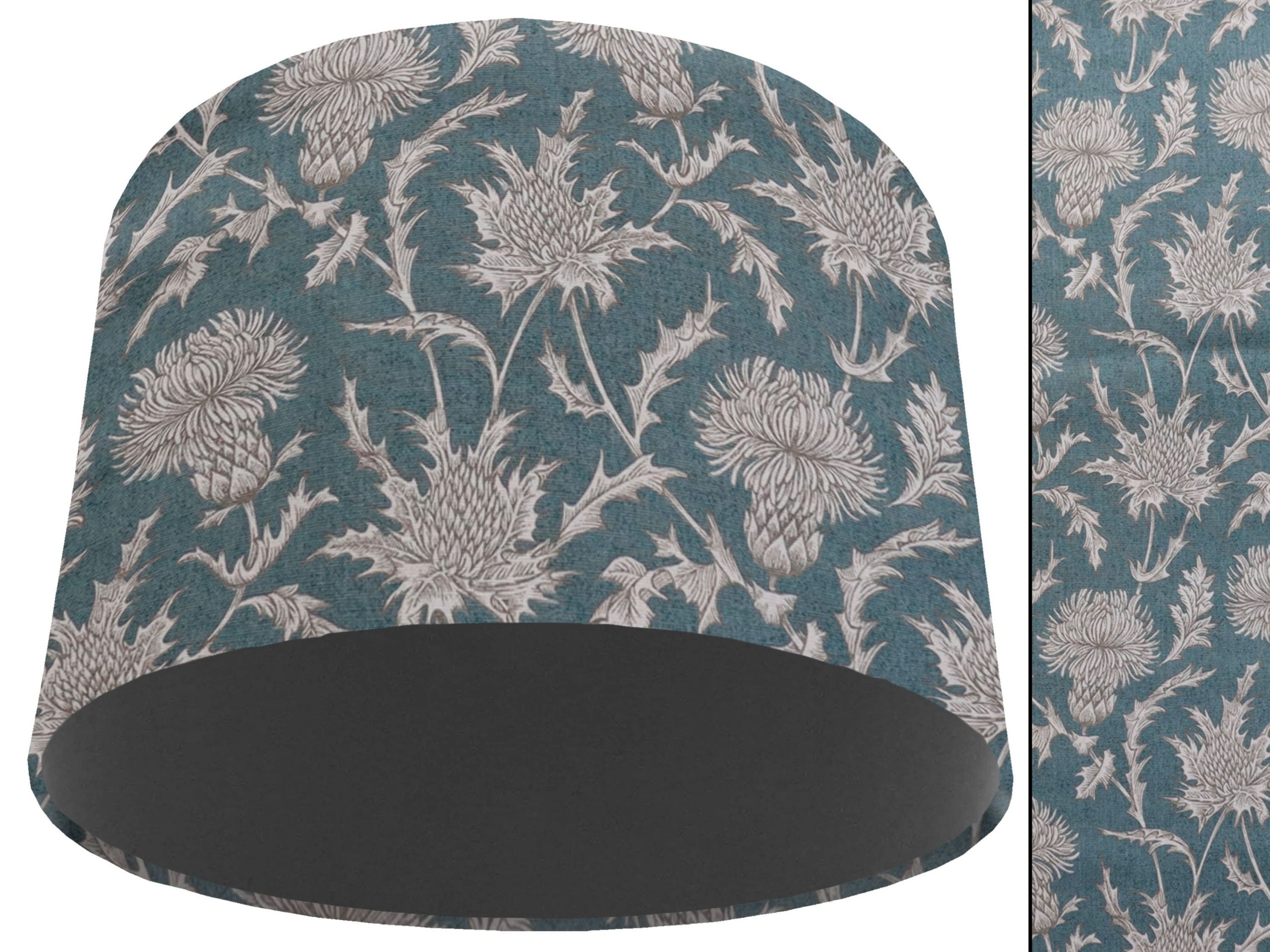 Teal Thistle Light Shade Dark Grey, Modern Scottish Lampshade