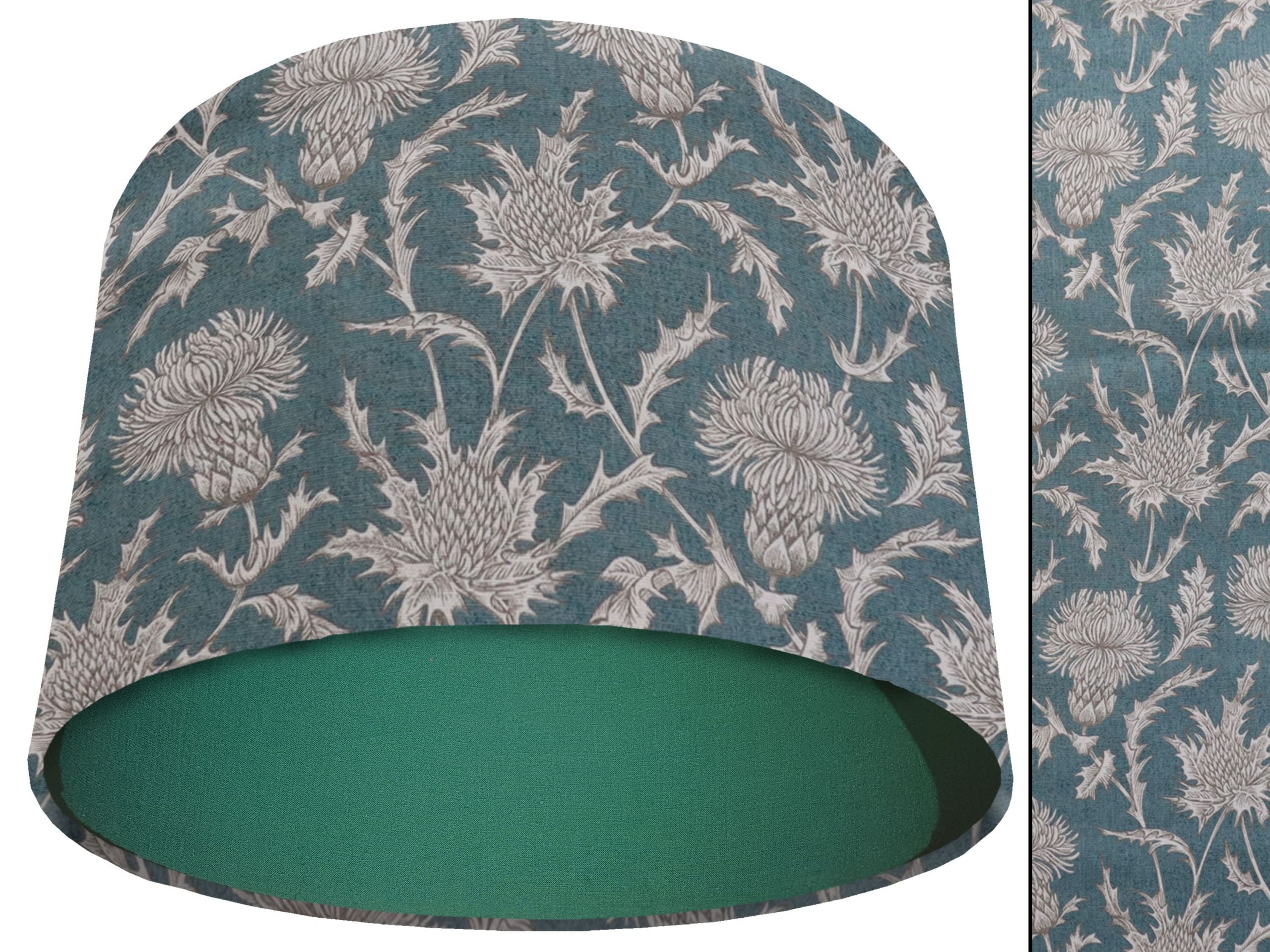 Teal Thistle Light Shade Green, Modern Scottish Lampshade