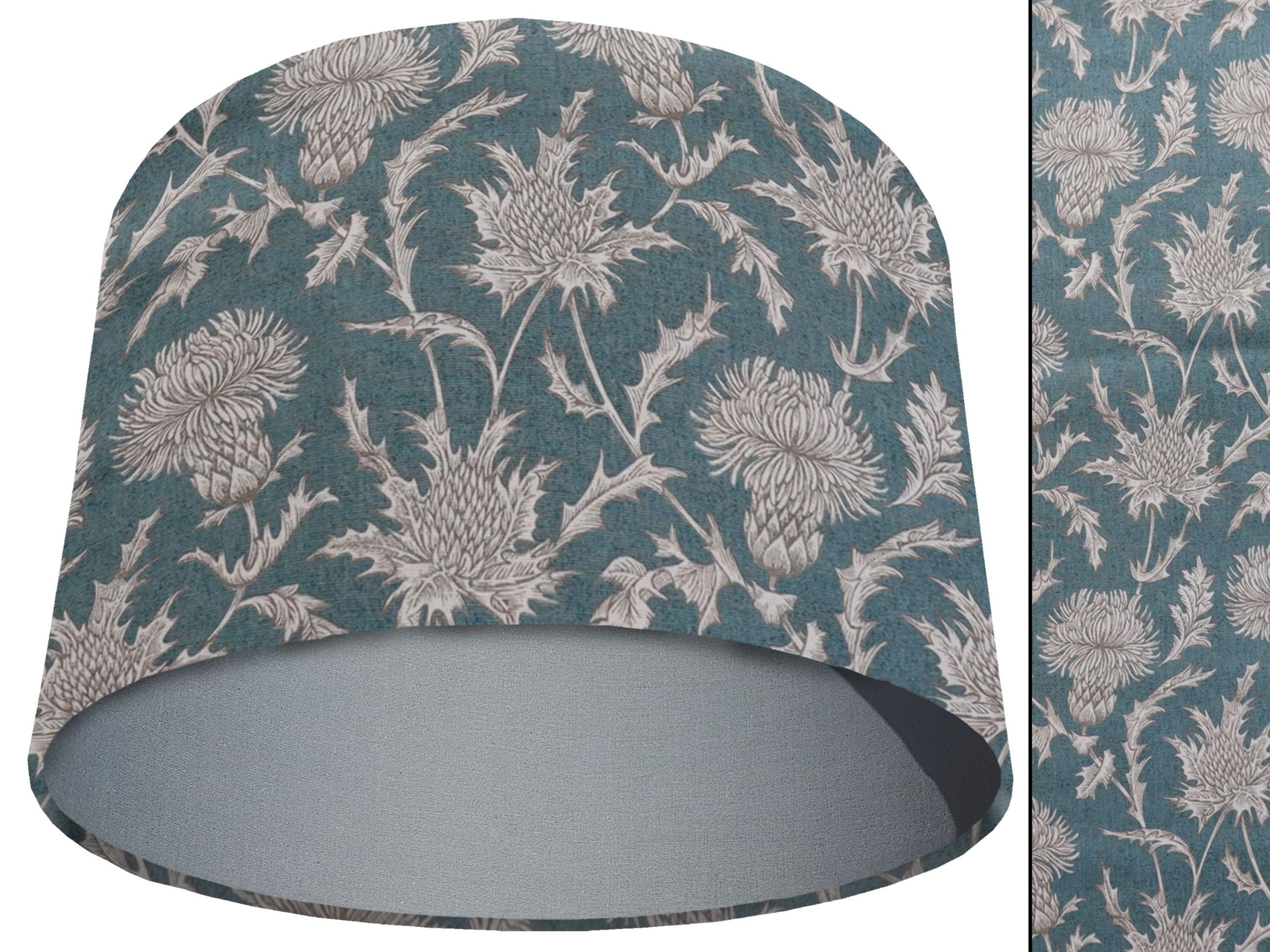 Teal Thistle Light Shade Light Grey, Modern Scottish Lampshade