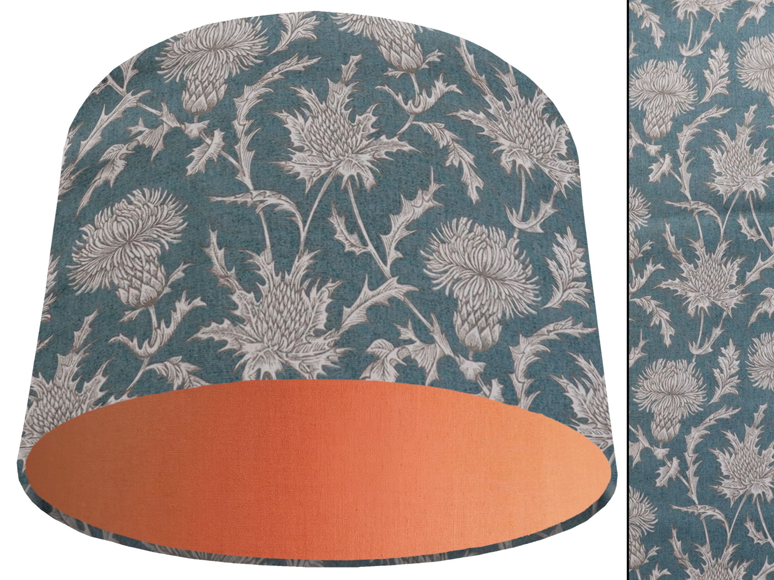 Teal Thistle Light Shade Orange, Modern Scottish Lampshade