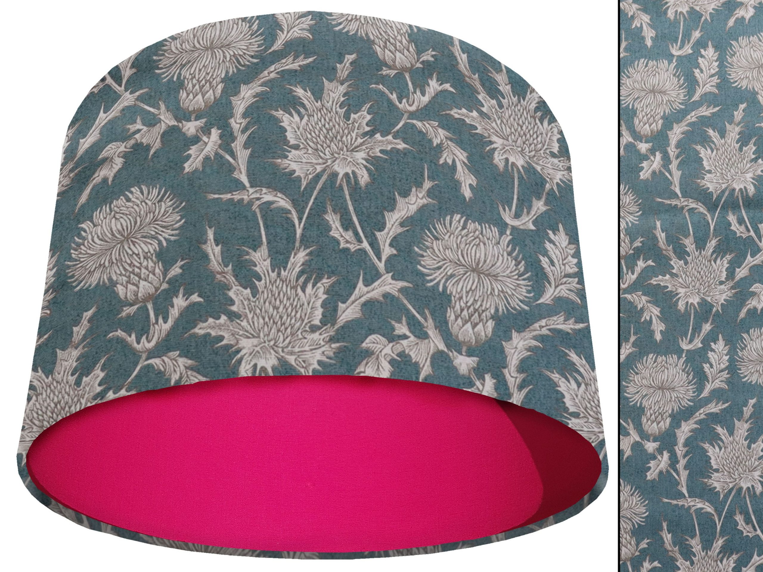 Teal Thistle Light Shade Pink, Modern Scottish Lampshade