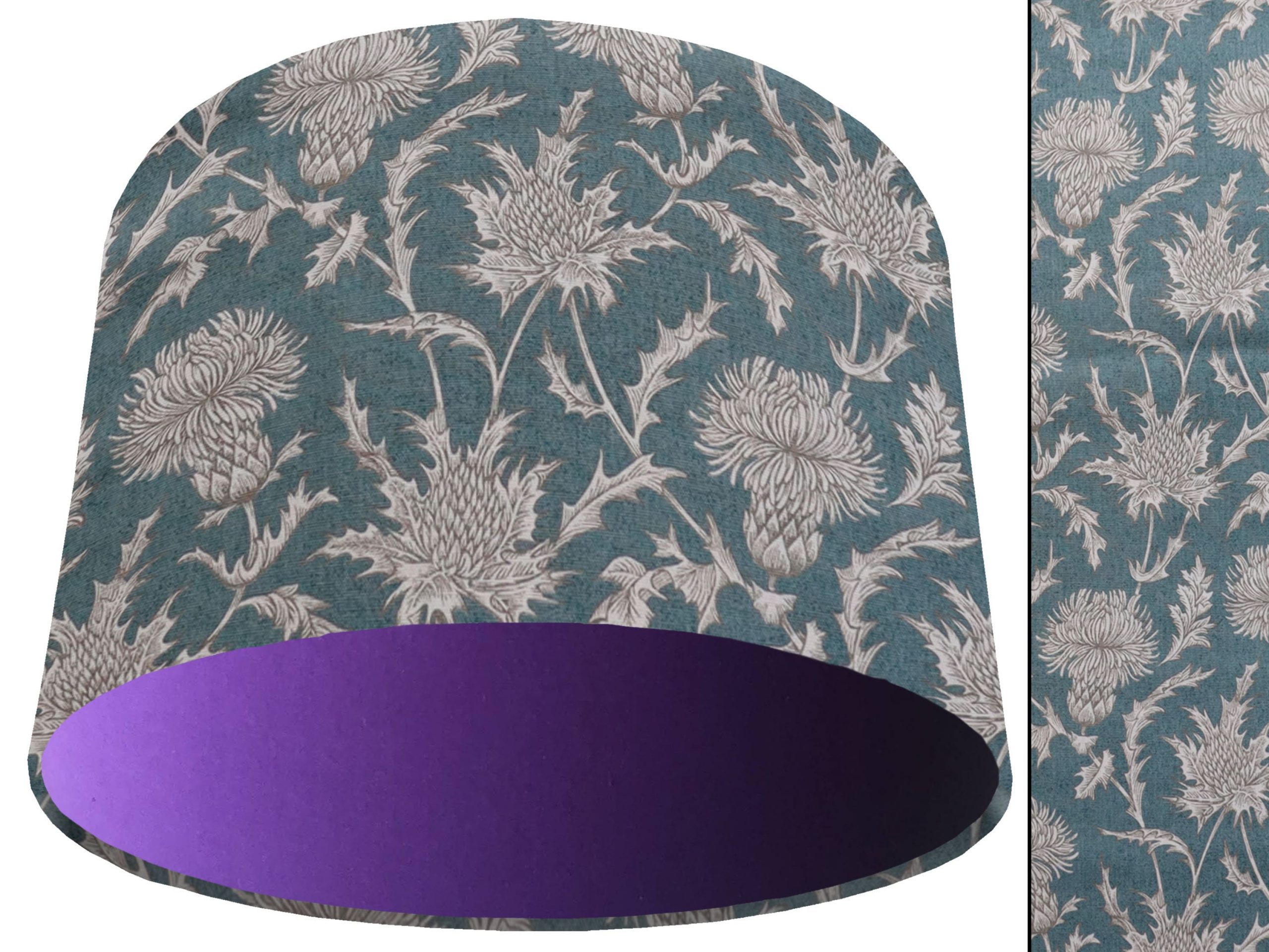 Teal Thistle Light Shade Purple, Modern Scottish Lampshade