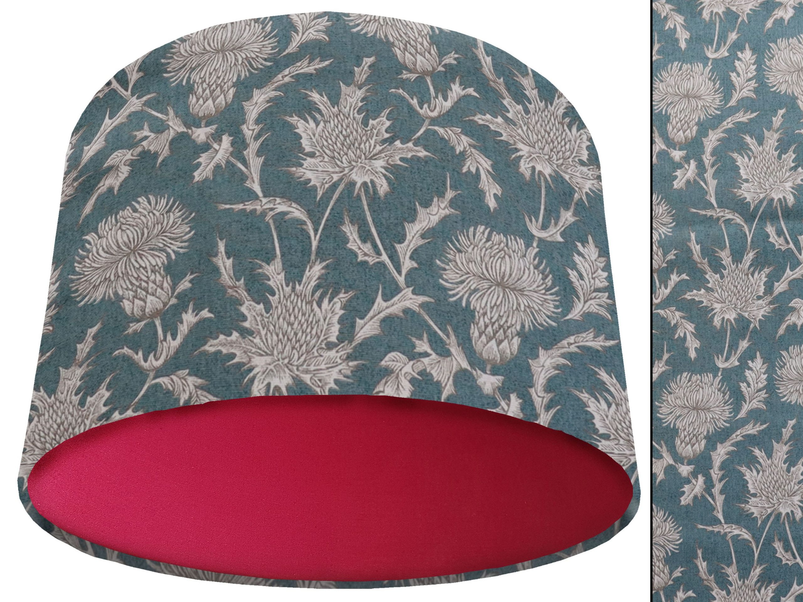 Teal Thistle Light Shade Red, Modern Scottish Lampshade