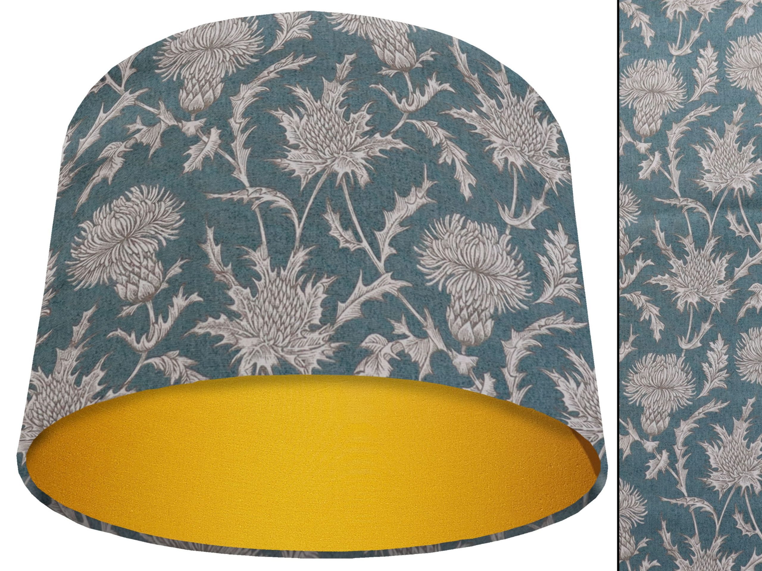Teal Thistle Light Shade Yellow, Modern Scottish Lampshade