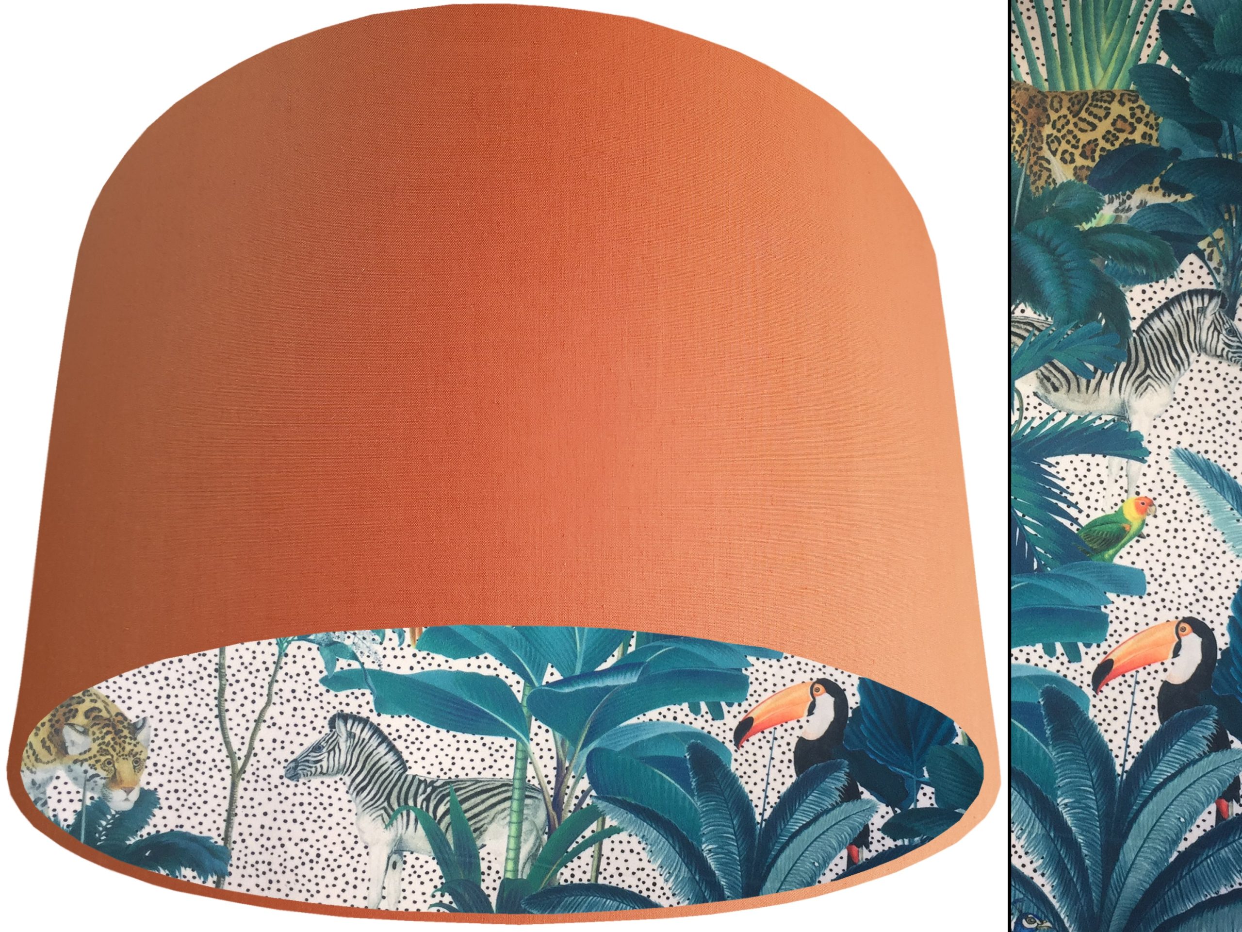 Light Jungle Velvet Lampshade Orange, Colourful Tropical Interior