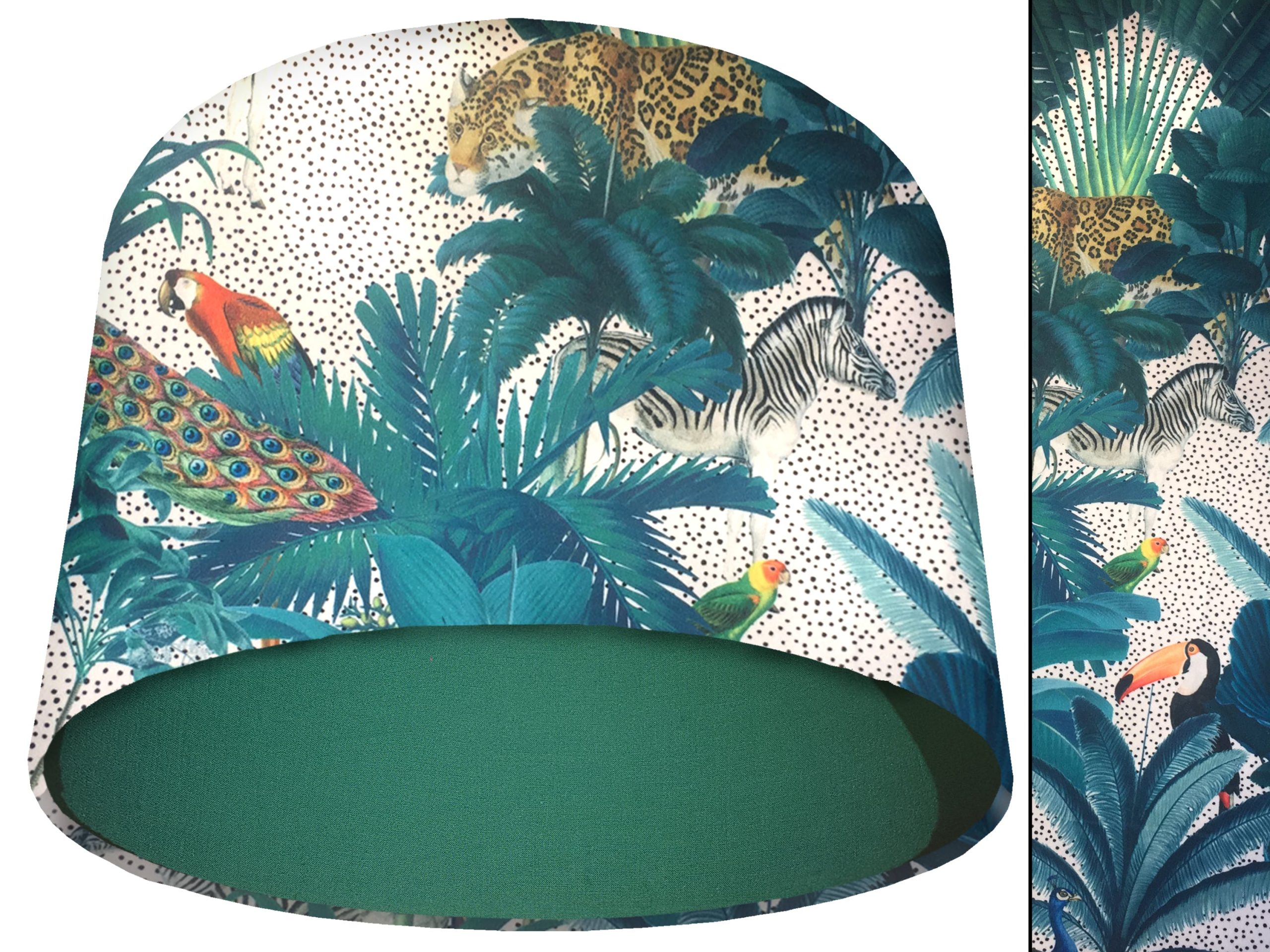Jungle Light Velvet Light Shade Green, Bold Tropical Interior Lighting