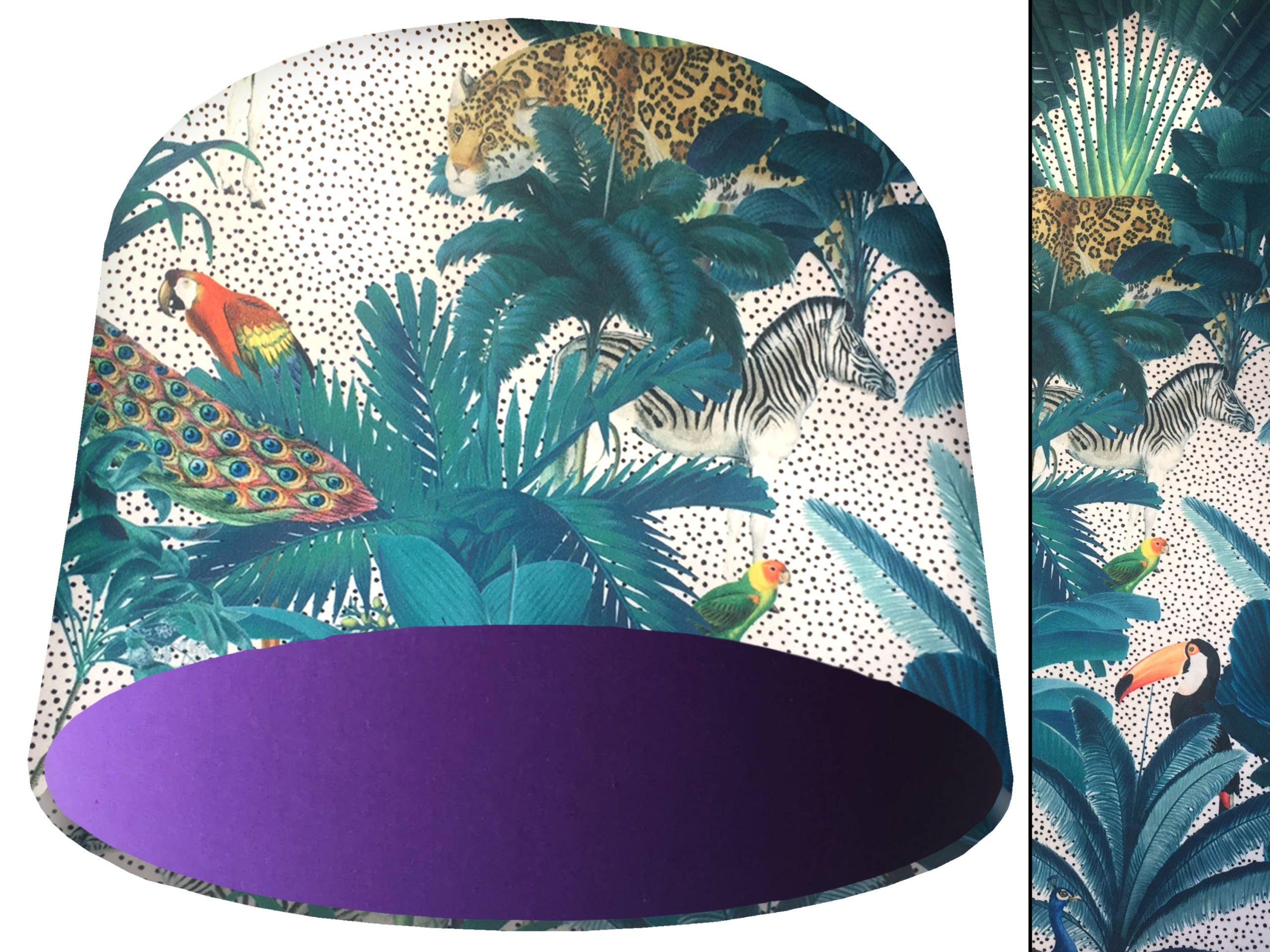 Jungle Light Velvet Light Shade Purple, Bold Tropical Interior Lighting