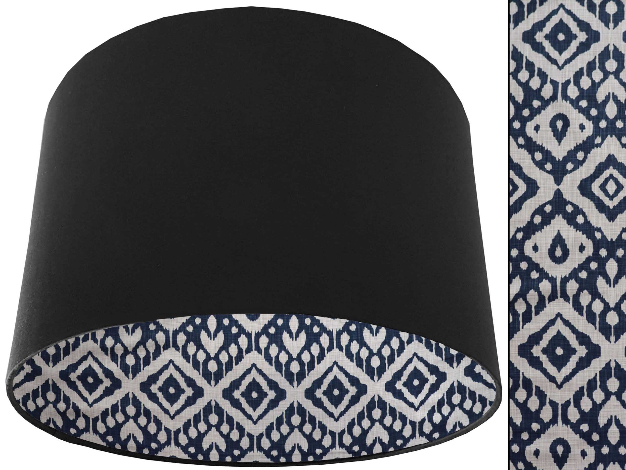 Marrakech Blue Lampshade Black, Geometric Light Shade