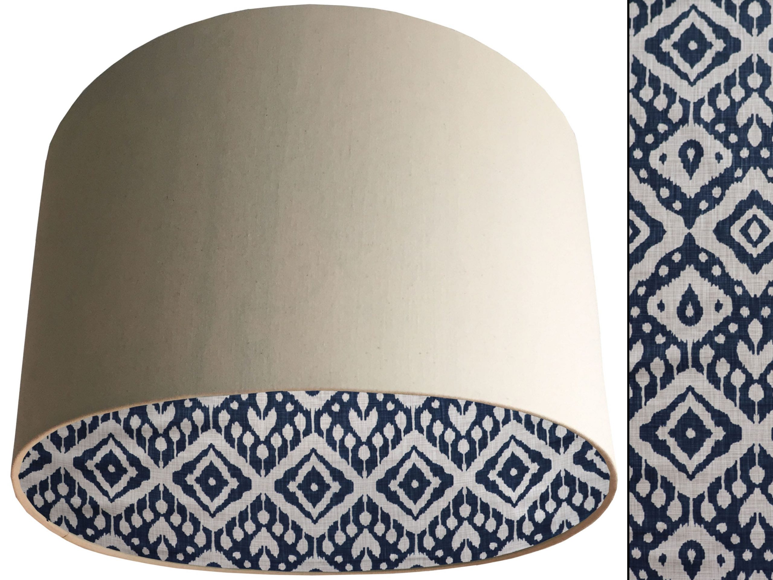 Marrakech Blue Lampshade Cream, Geometric Light Shade