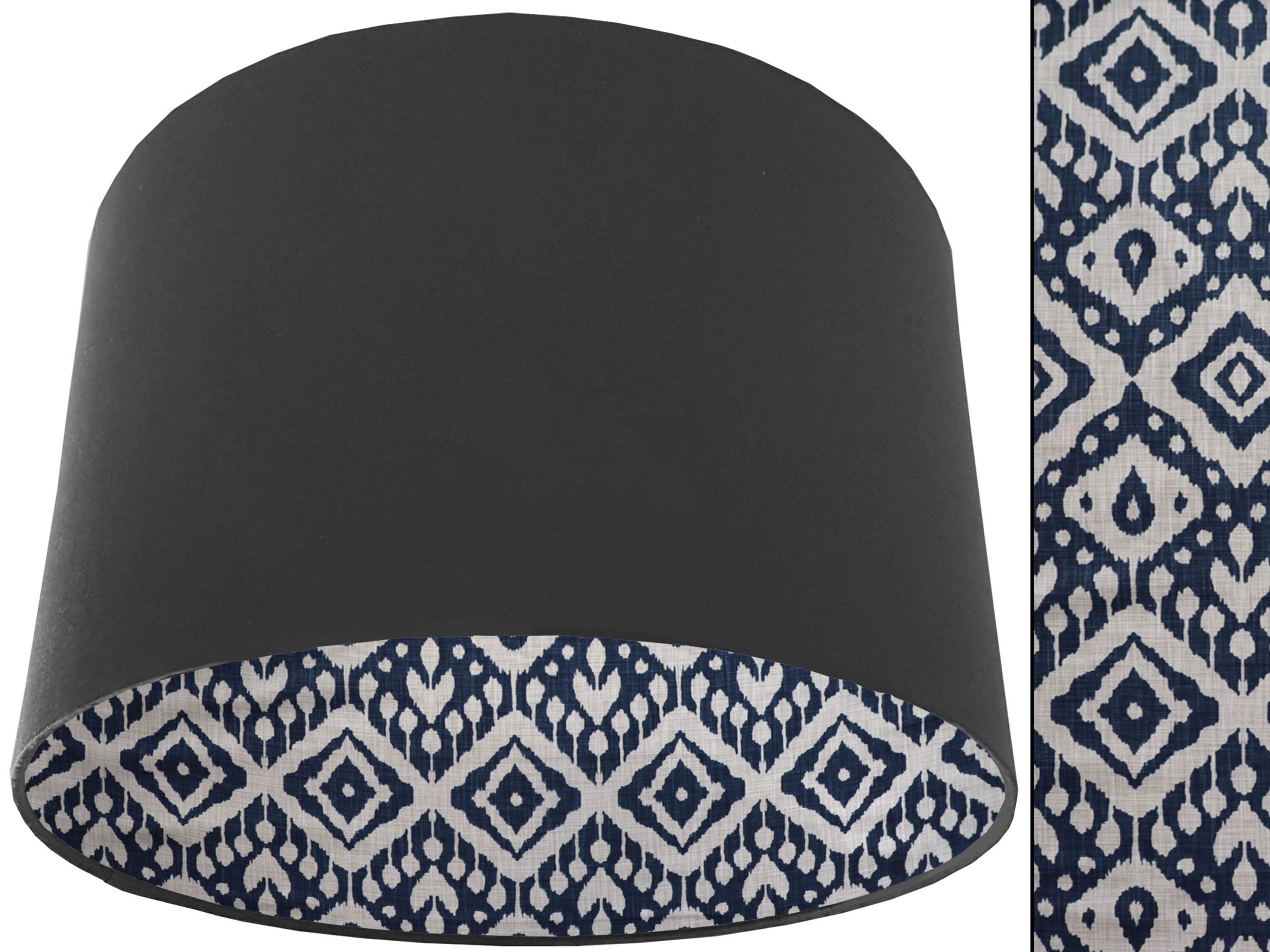 Marrakech Blue Lampshade Dark Grey, Geometric Light Shade