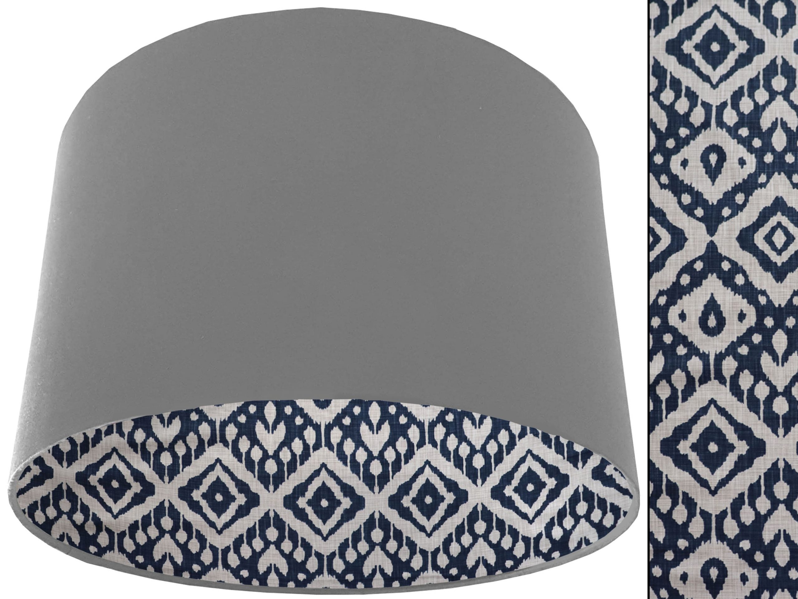 Marrakech Blue Lampshade Light Grey, Geometric Light Shade