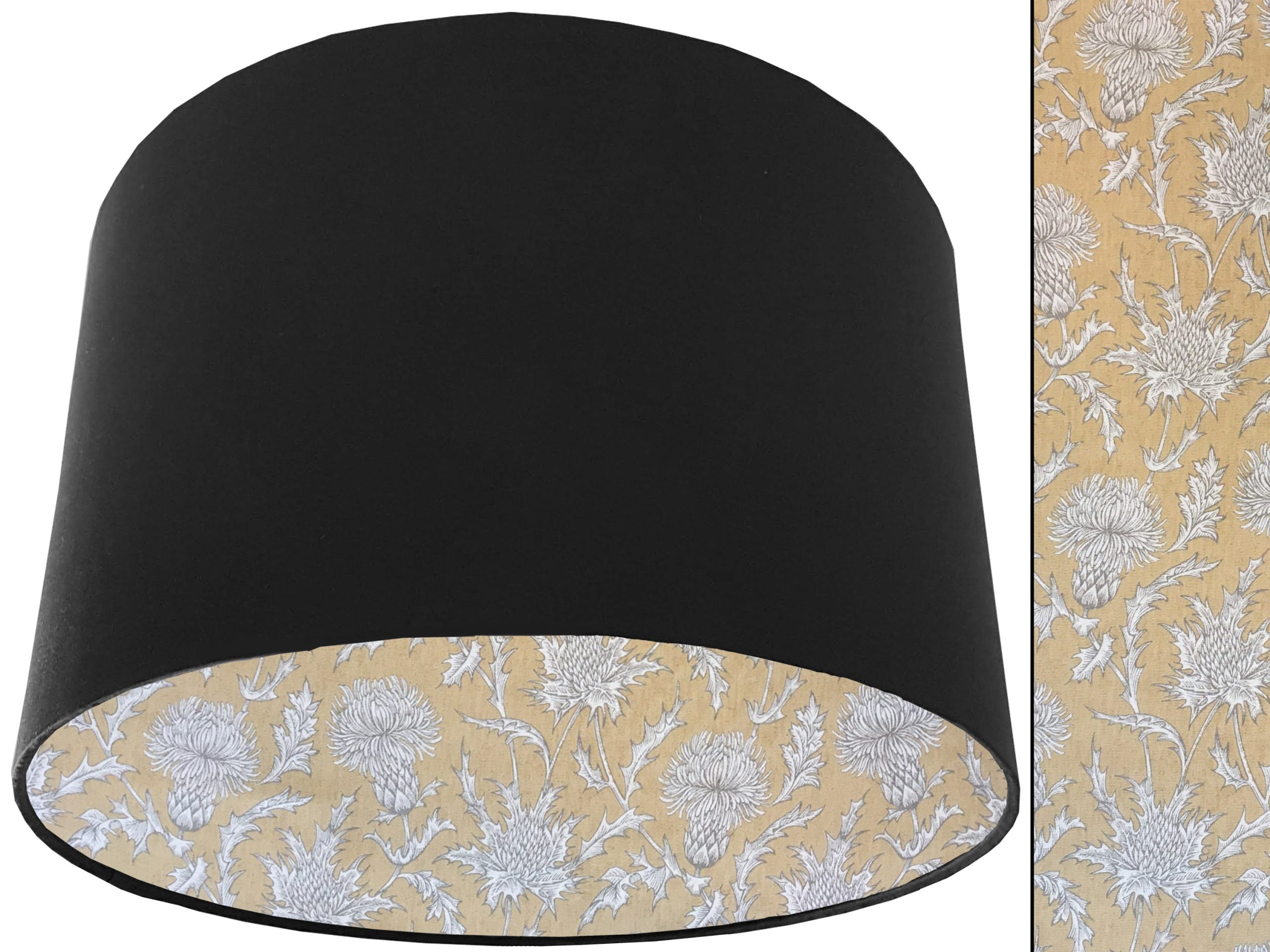 Mustard Thistle Lampshade Black, Traditional Country Design