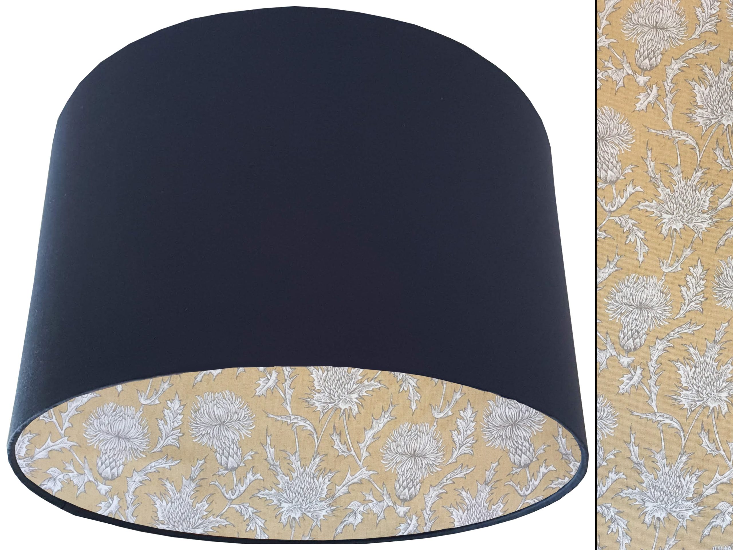Mustard Thistle Lampshade Blue, Traditional Country Design