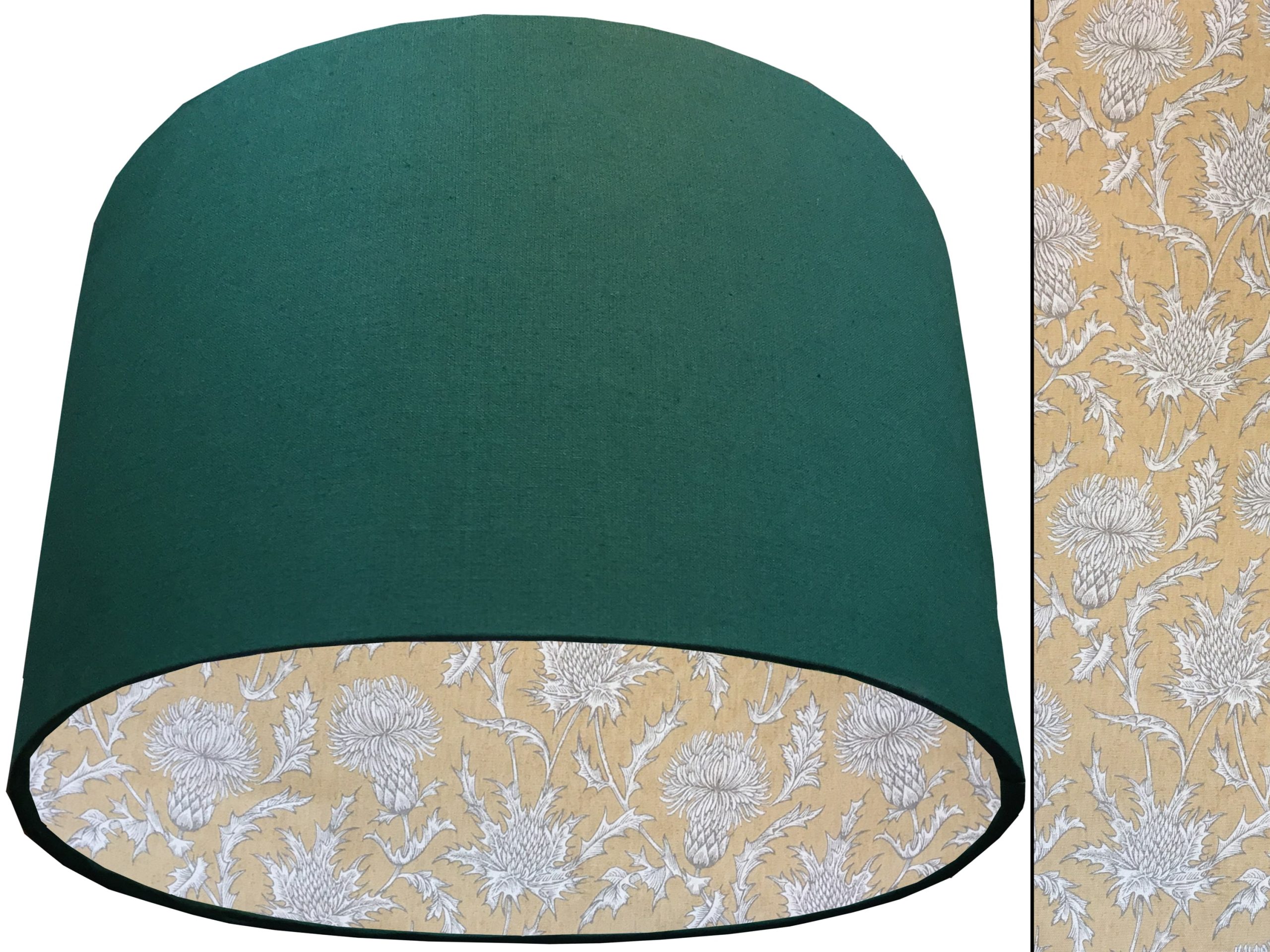 Mustard Thistle Lampshade Green, Traditional Country Design