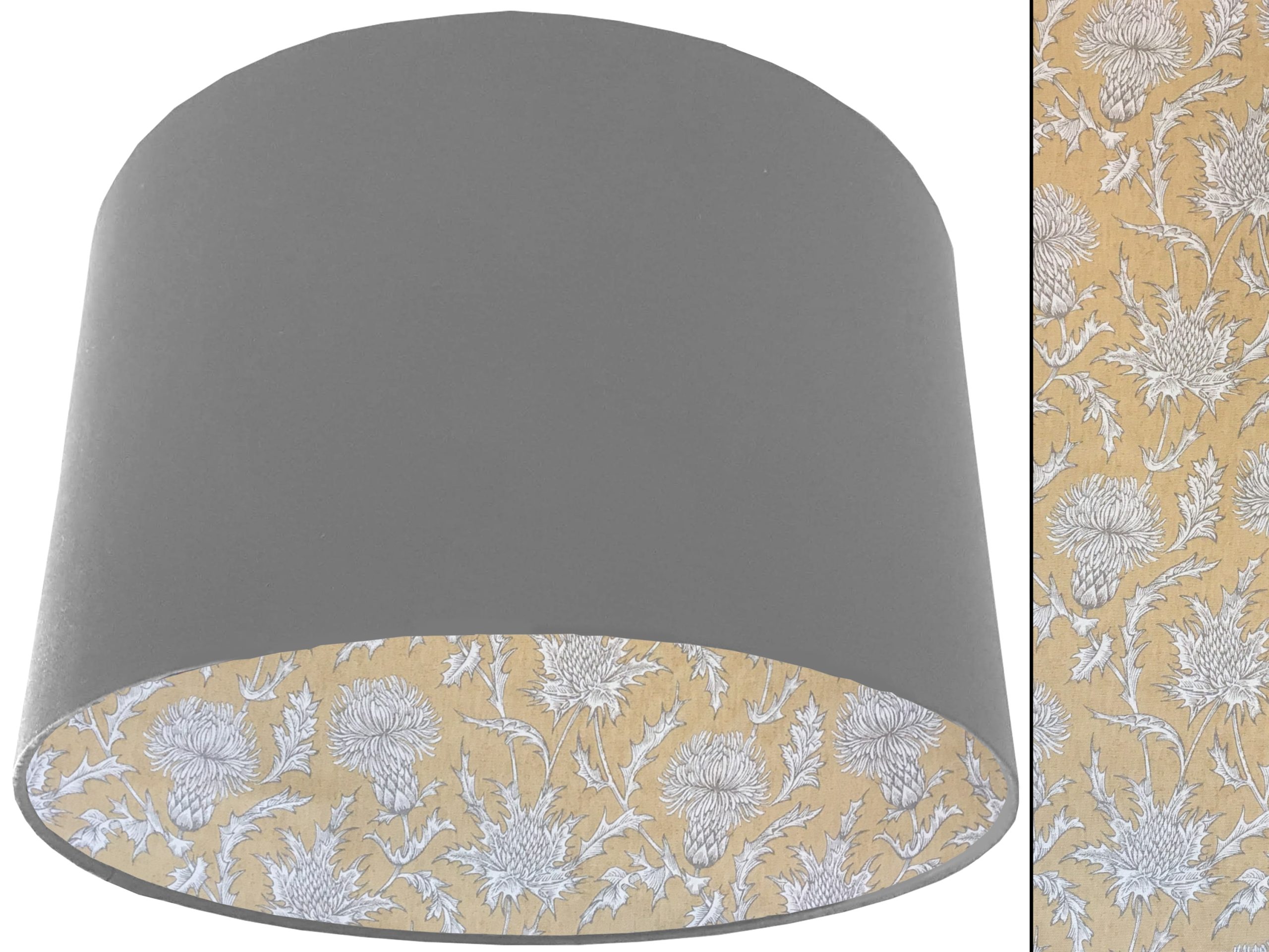 Mustard Thistle Lampshade Light Grey, Traditional Country Design