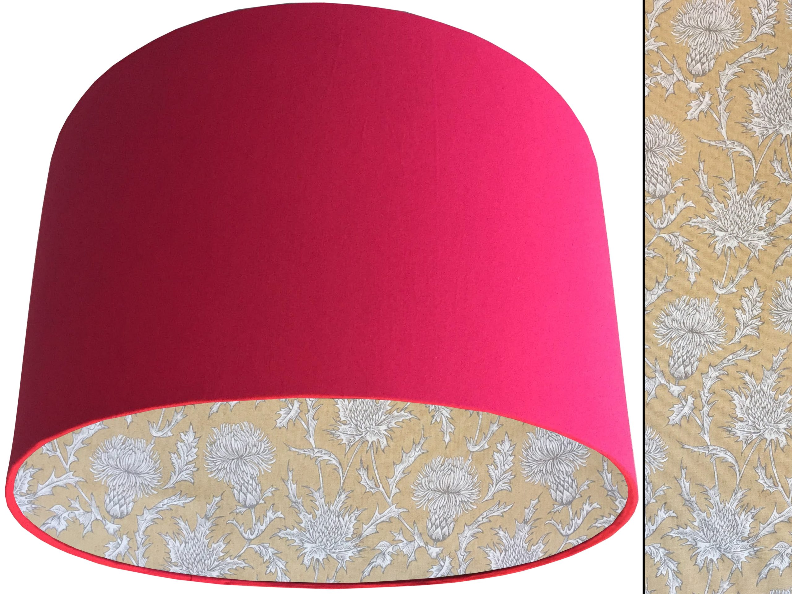 Mustard Thistle Lampshade Pink, Traditional Country Design