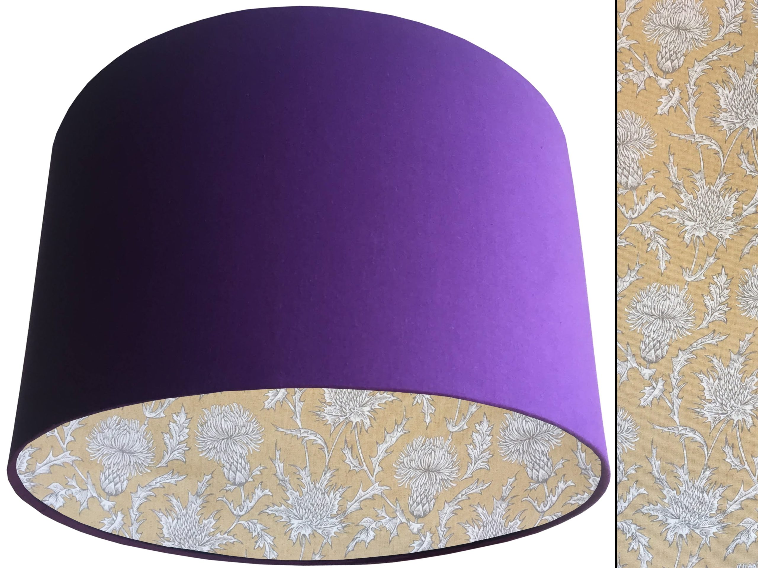 Mustard Thistle Lampshade Purple, Traditional Country Design