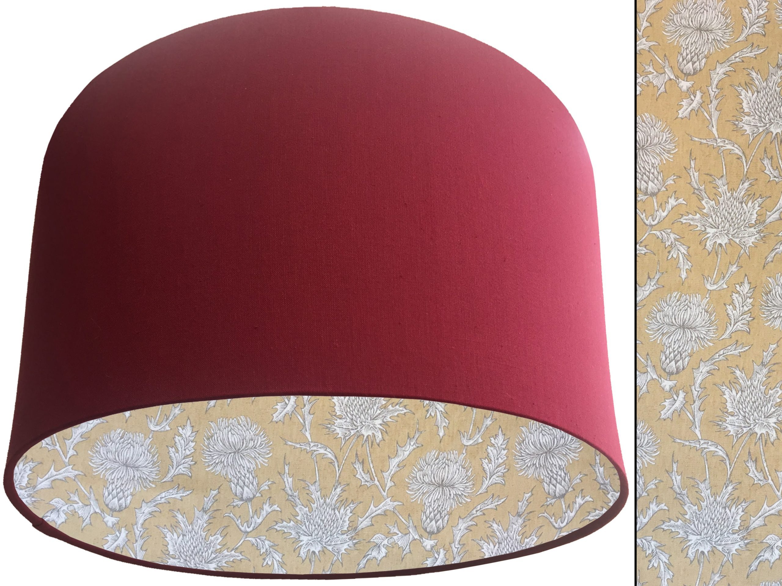 Mustard Thistle Lampshade Red, Traditional Country Design