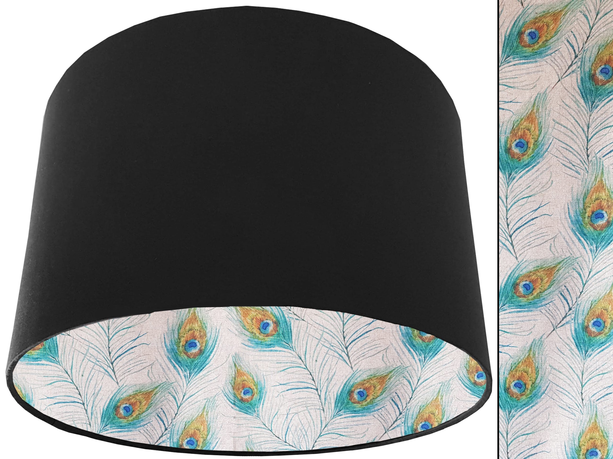 Peacock Feather Lampshade Black, Classic Country Home