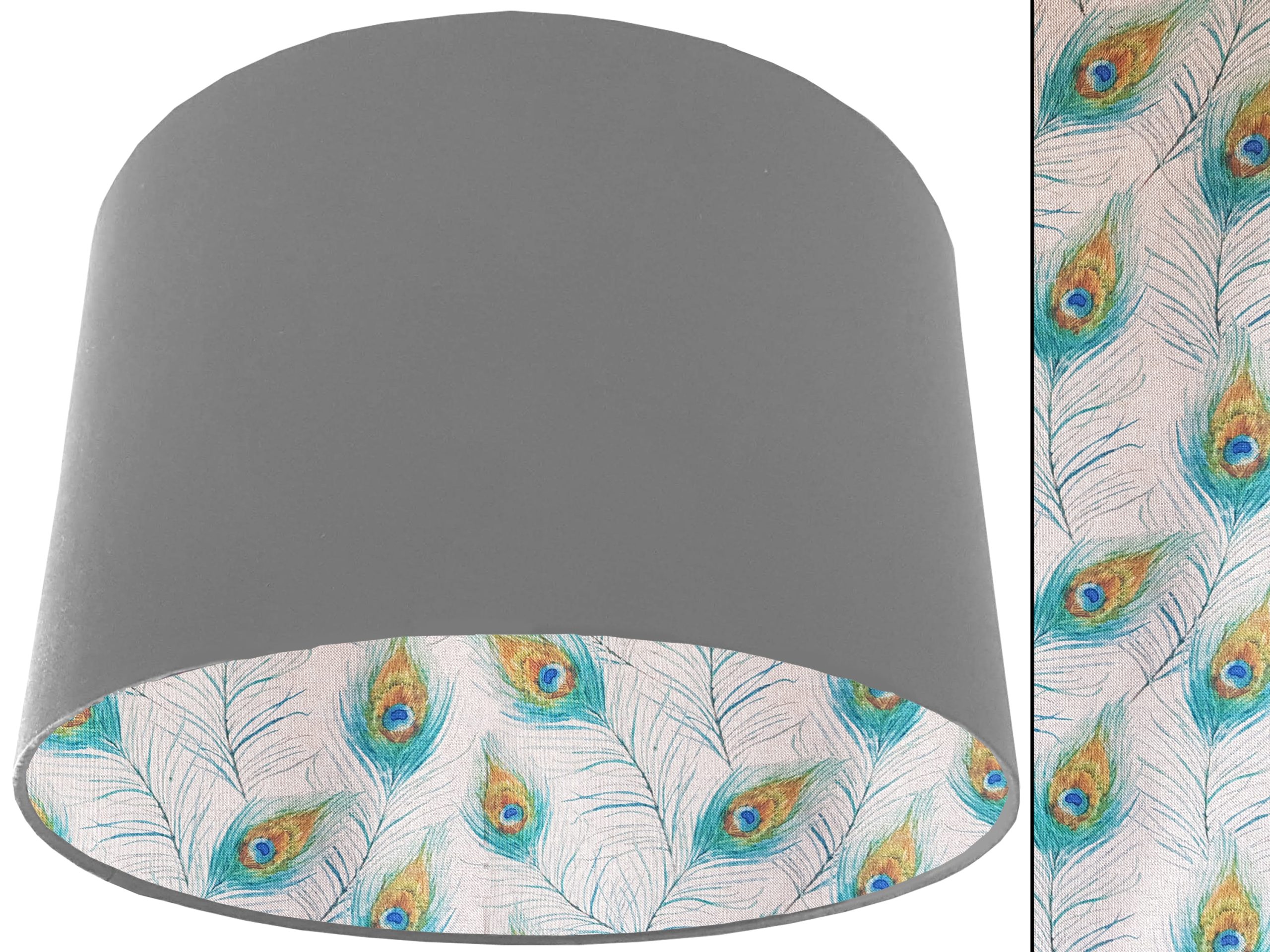 Peacock Feather Lampshade Light Grey, Classic Country Home