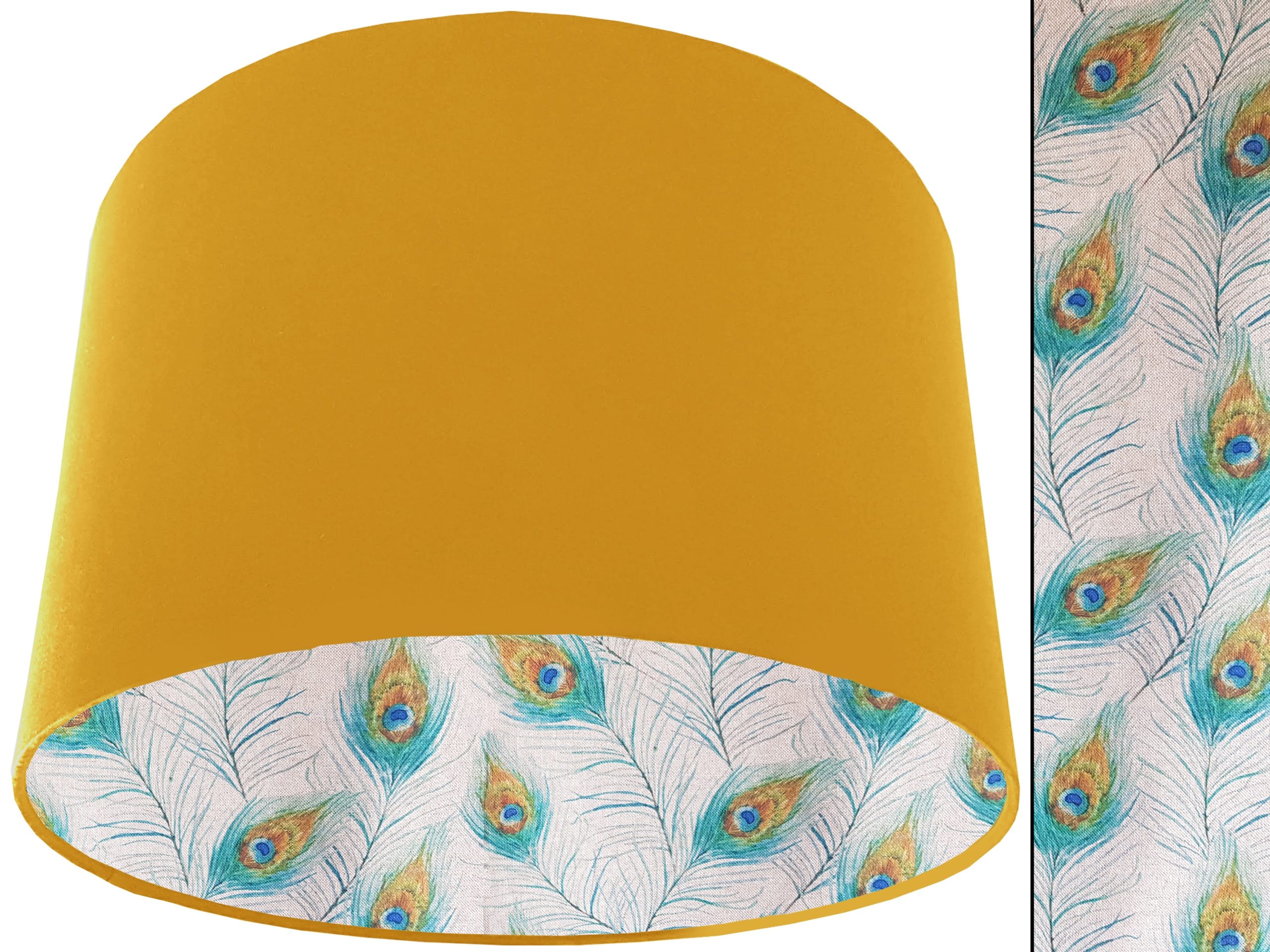 Peacock Feather Lampshade Yellow, Classic Country Home