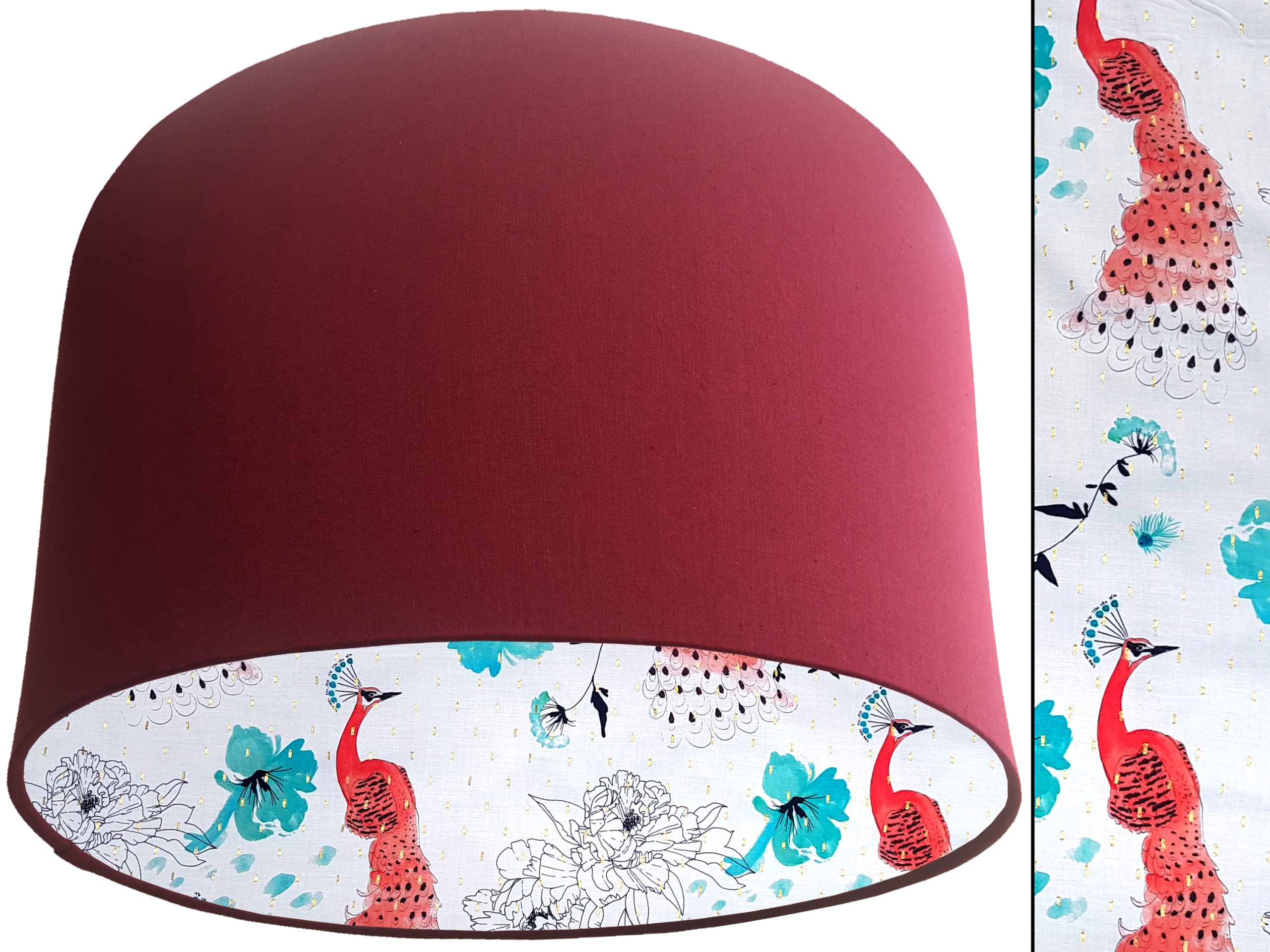 Pink Peacock Lampshade Red, Country Home Lighting