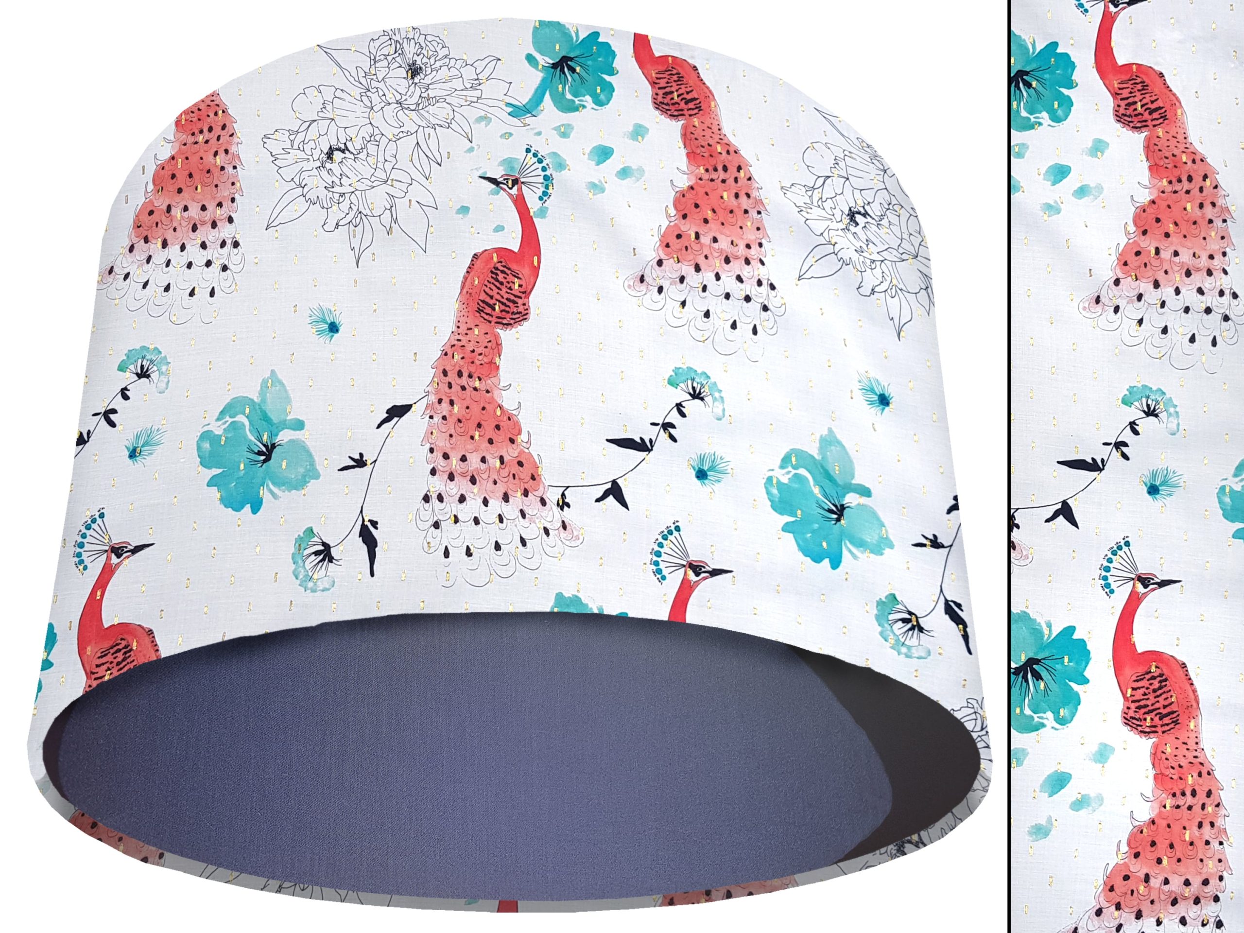 Pink Peacock Light Shade Blue, Modern Country Lampshade
