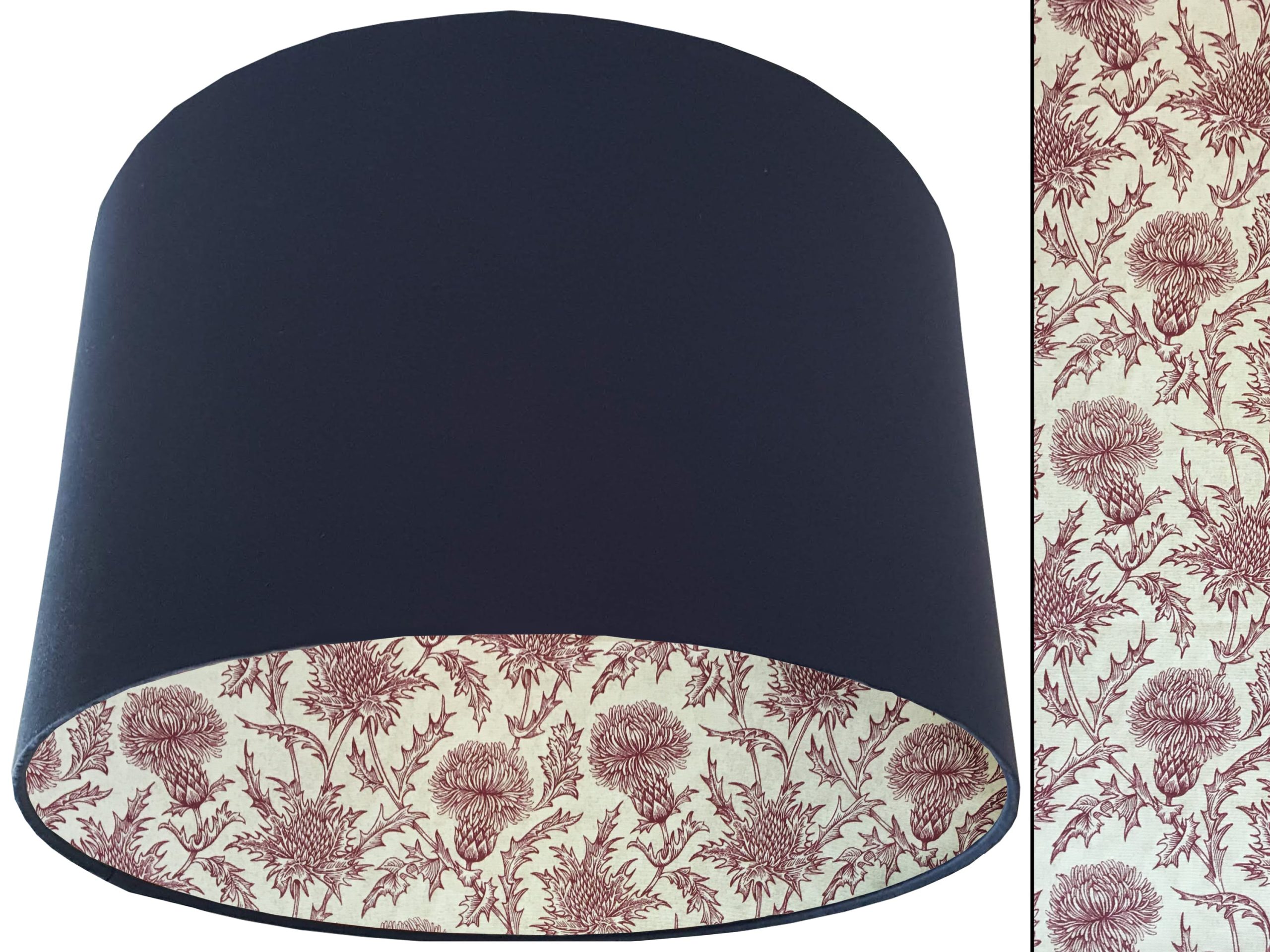 Red Thistle Lampshade Blue, Classic Country Home Interior