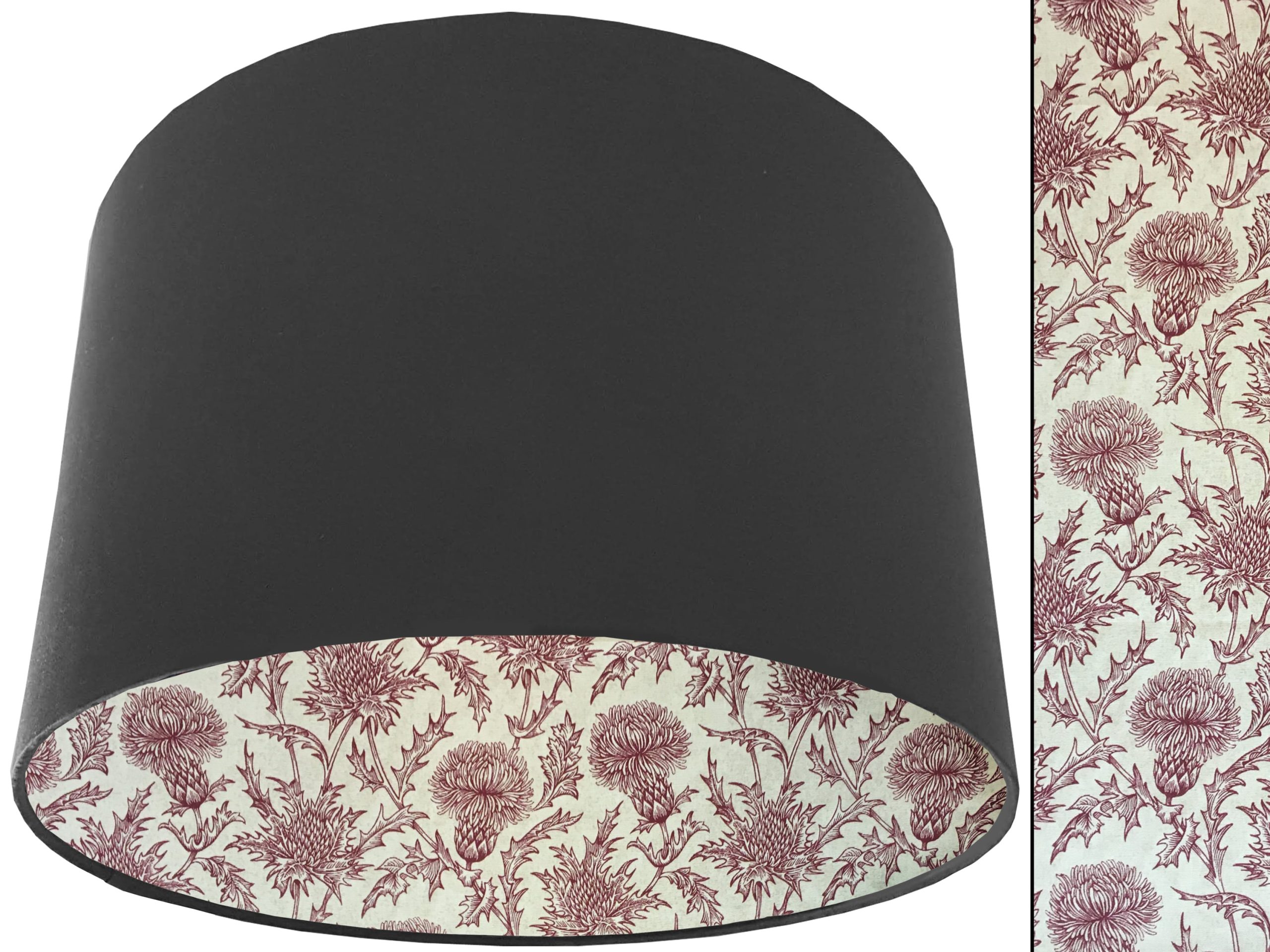 Red Thistle Lampshade Dark Grey, Classic Country Home Interior