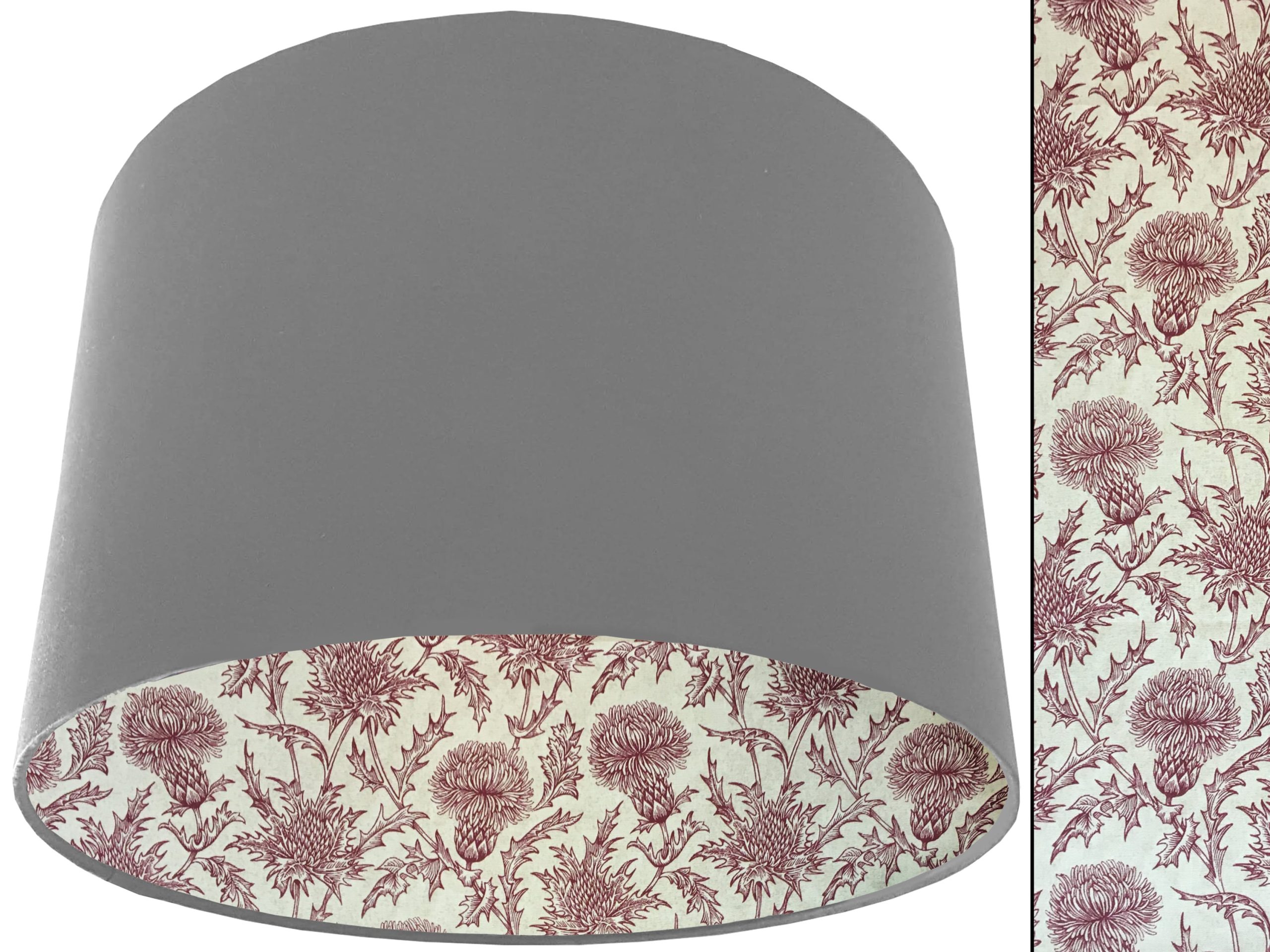 Red Thistle Lampshade Light Grey, Classic Country Home Interior