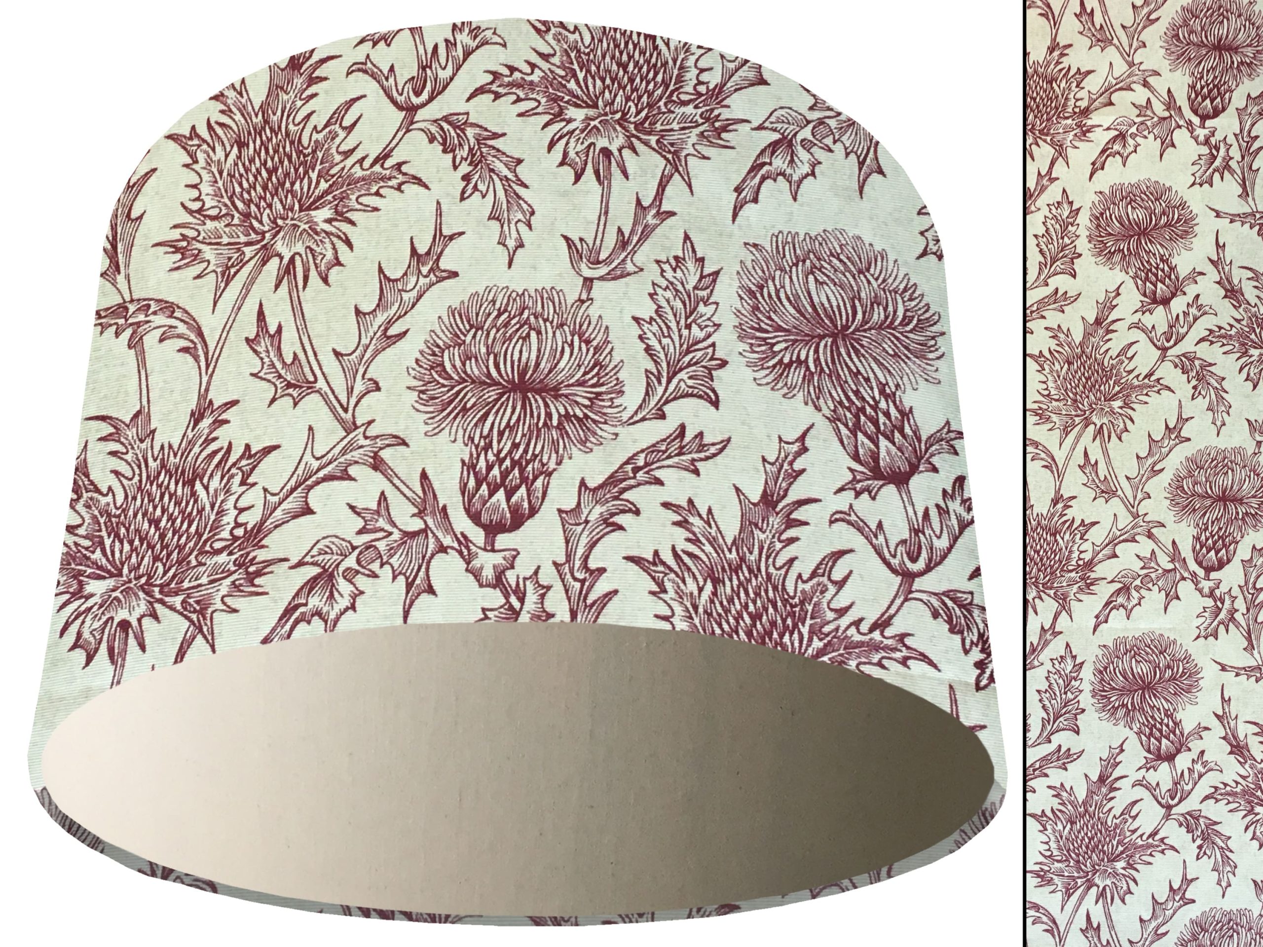Red Thistle Light Shade Cream, Scottish Thistle Lampshade