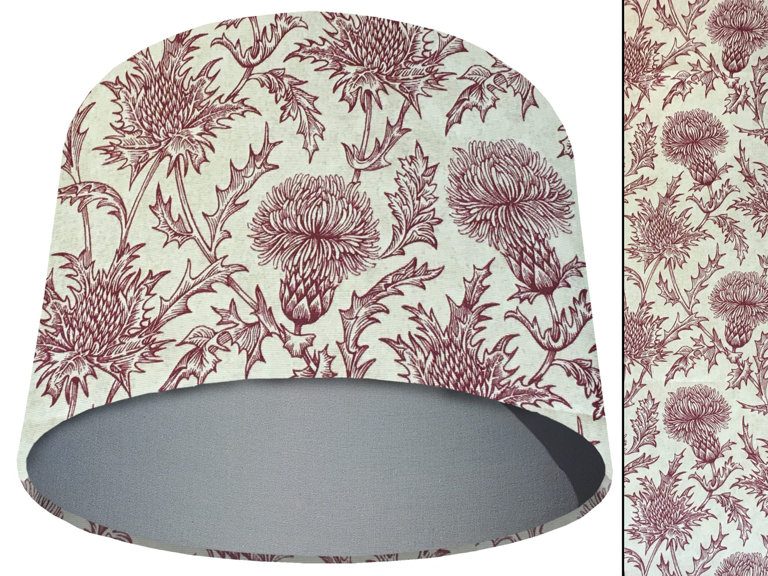 Red Thistle Light Shade Light Grey, Scottish Thistle Lampshade