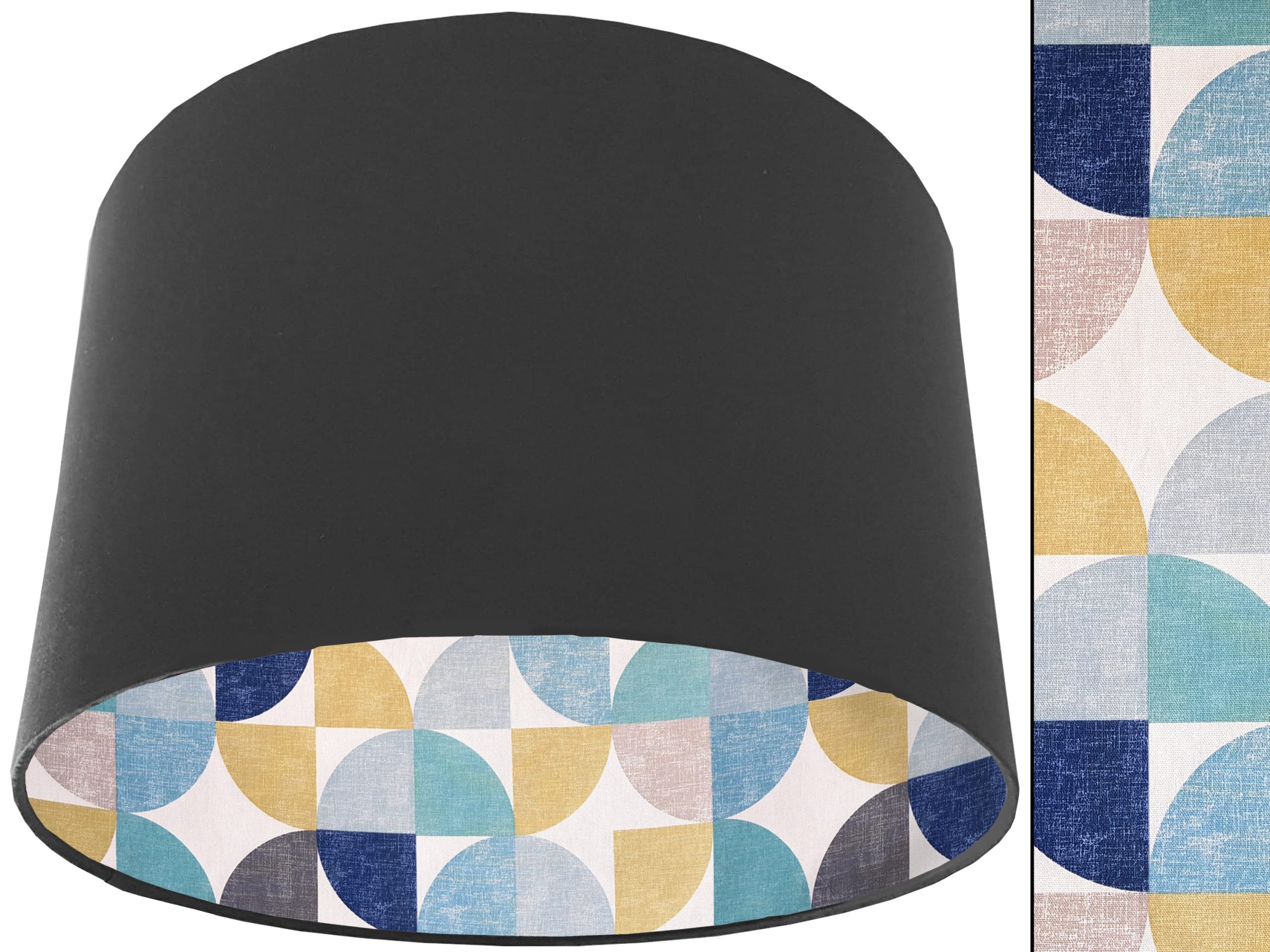Spiral Capri Blue Lampshade Dark Grey, Retro Home Light Shade