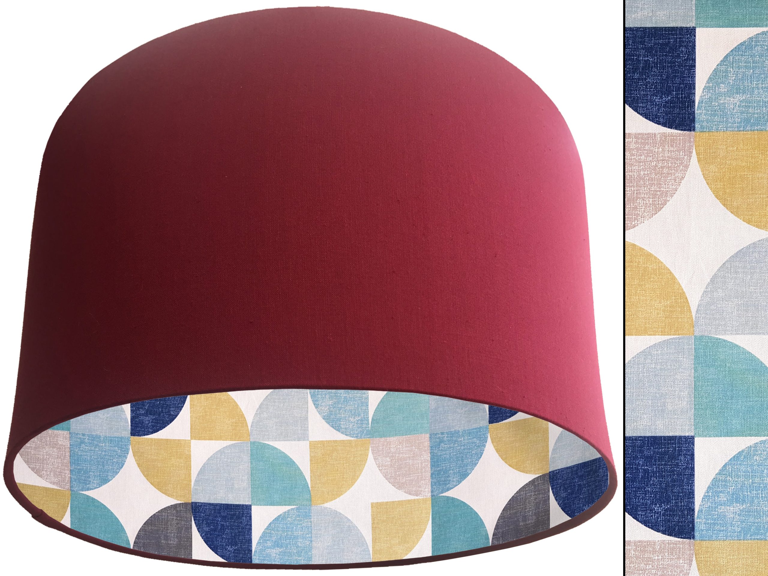 Spiral Capri Blue Lampshade Red, Retro Home Light Shade