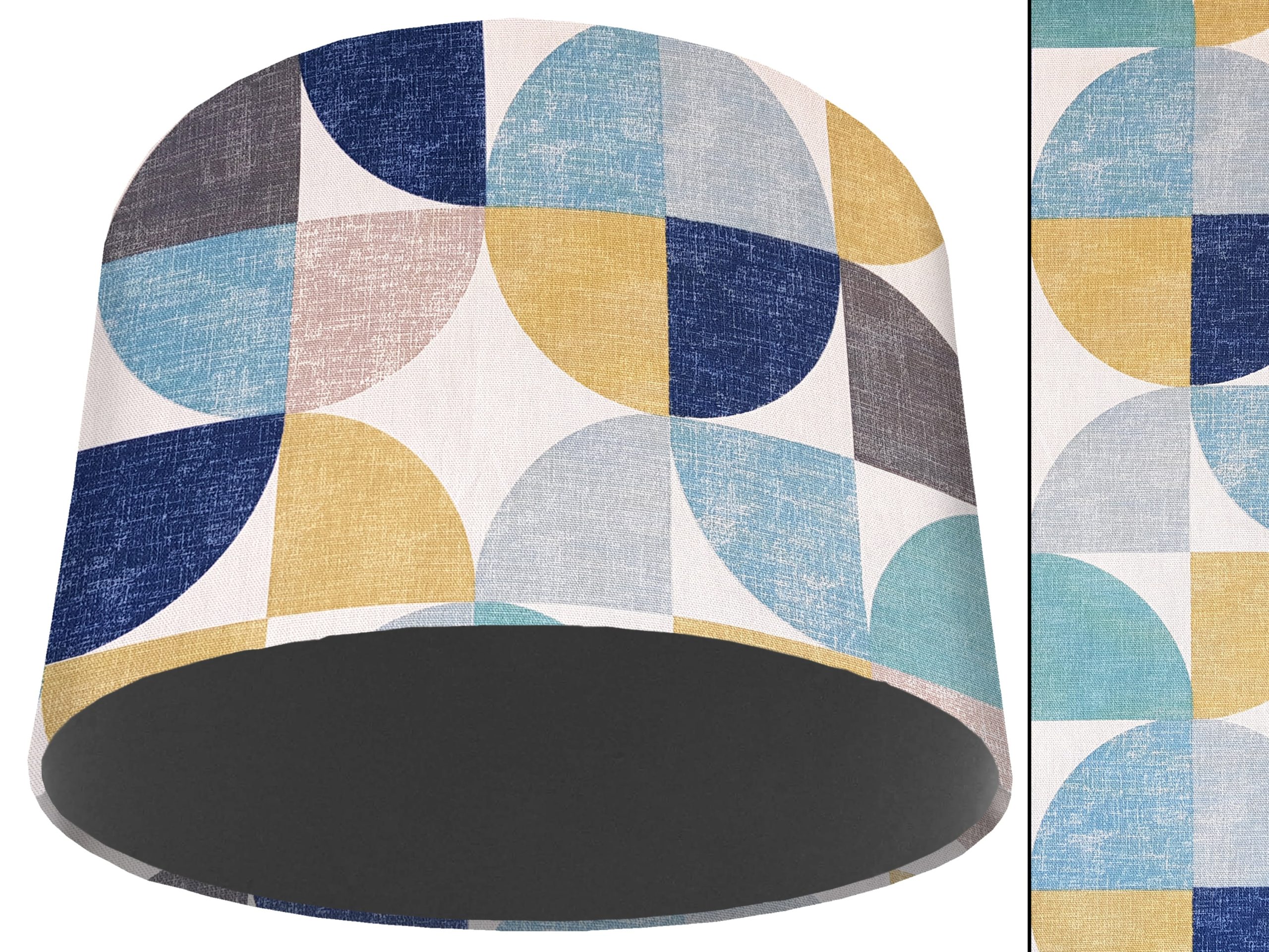 Spiral Capri Blue Light Shade Dark Grey, Geometric Lampshade