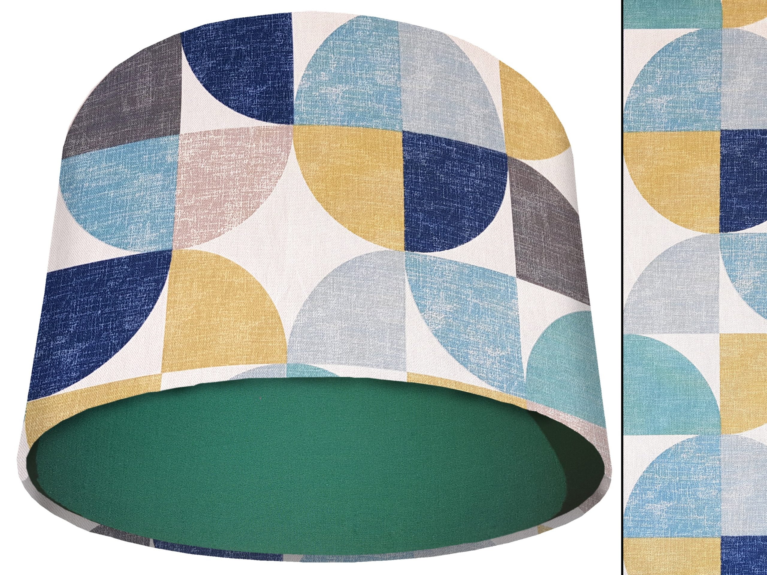 Spiral Capri Blue Light Shade Green, Geometric Lampshade