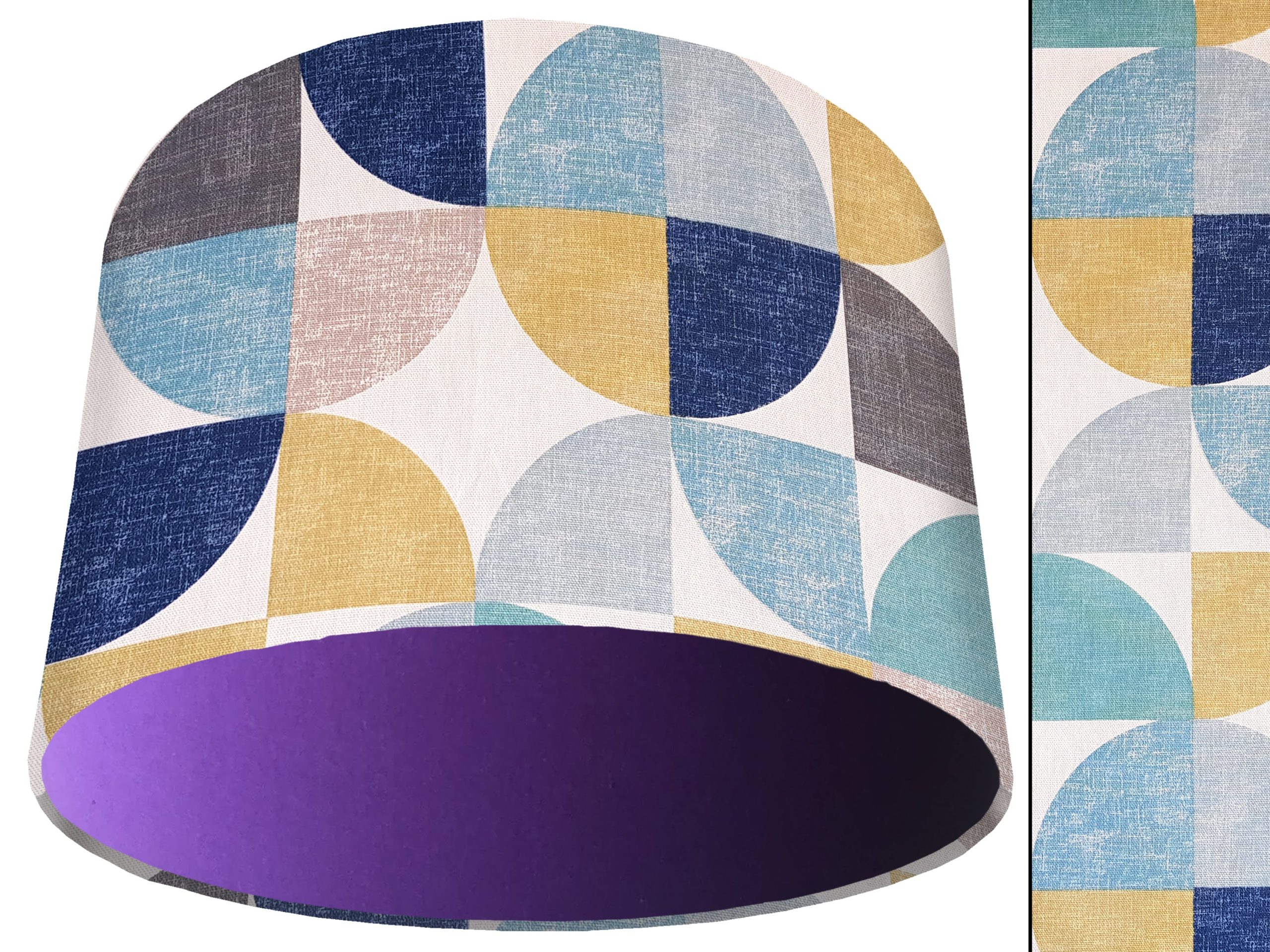 Spiral Capri Blue Light Shade Purple, Geometric Lampshade