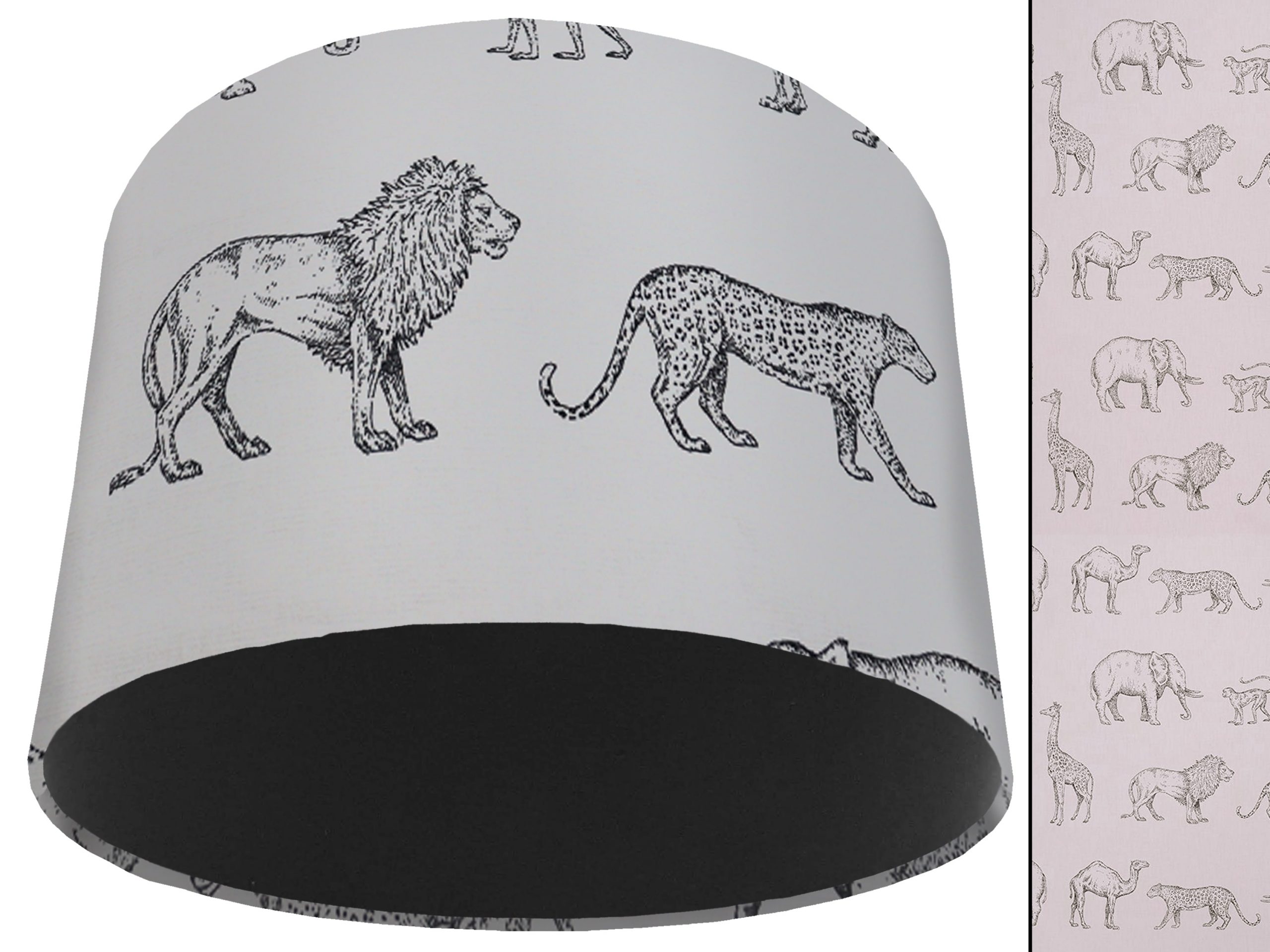 Savannah Animals Light Shade Black, African Lampshade