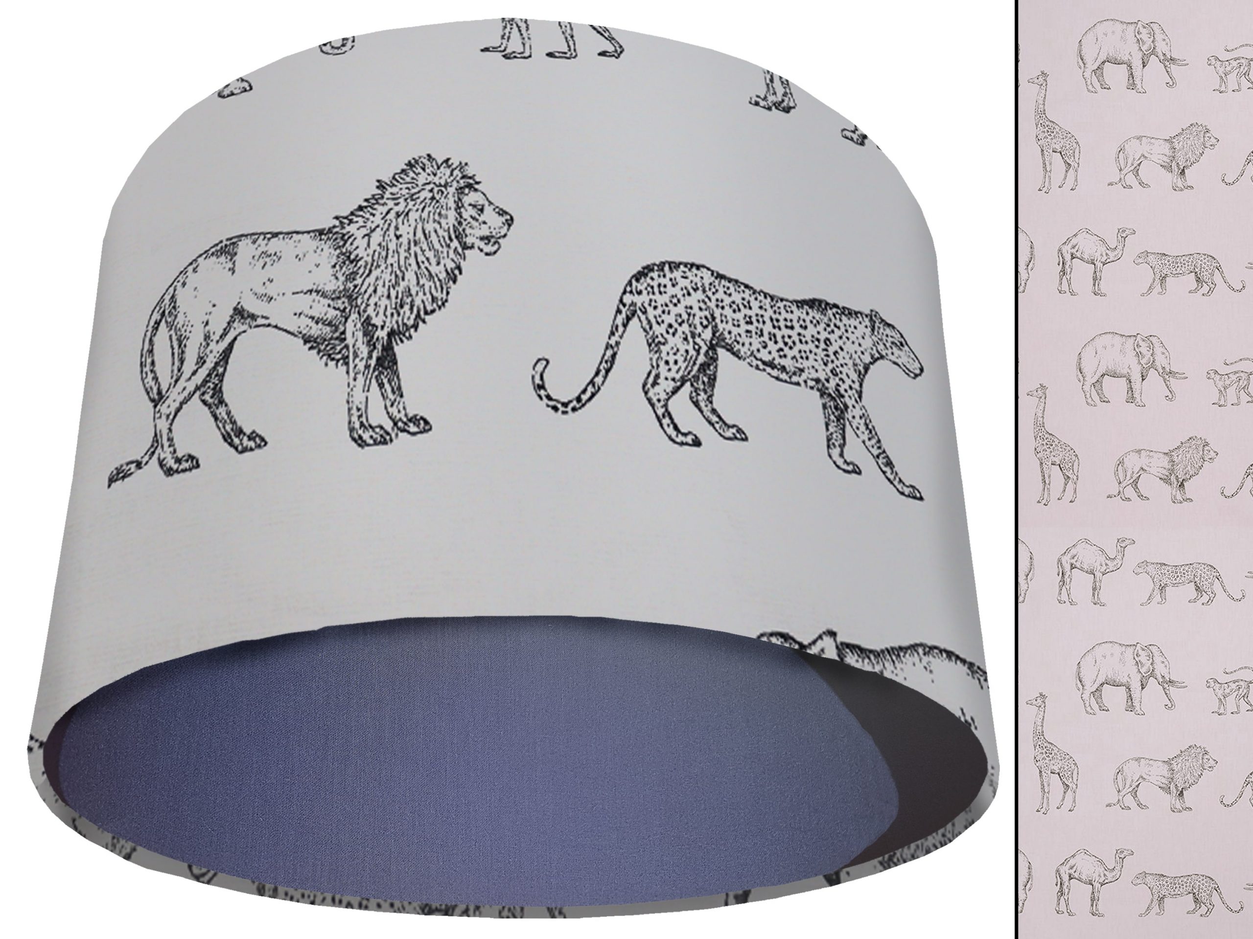 Savannah Animals Light Shade Blue, African Lampshade