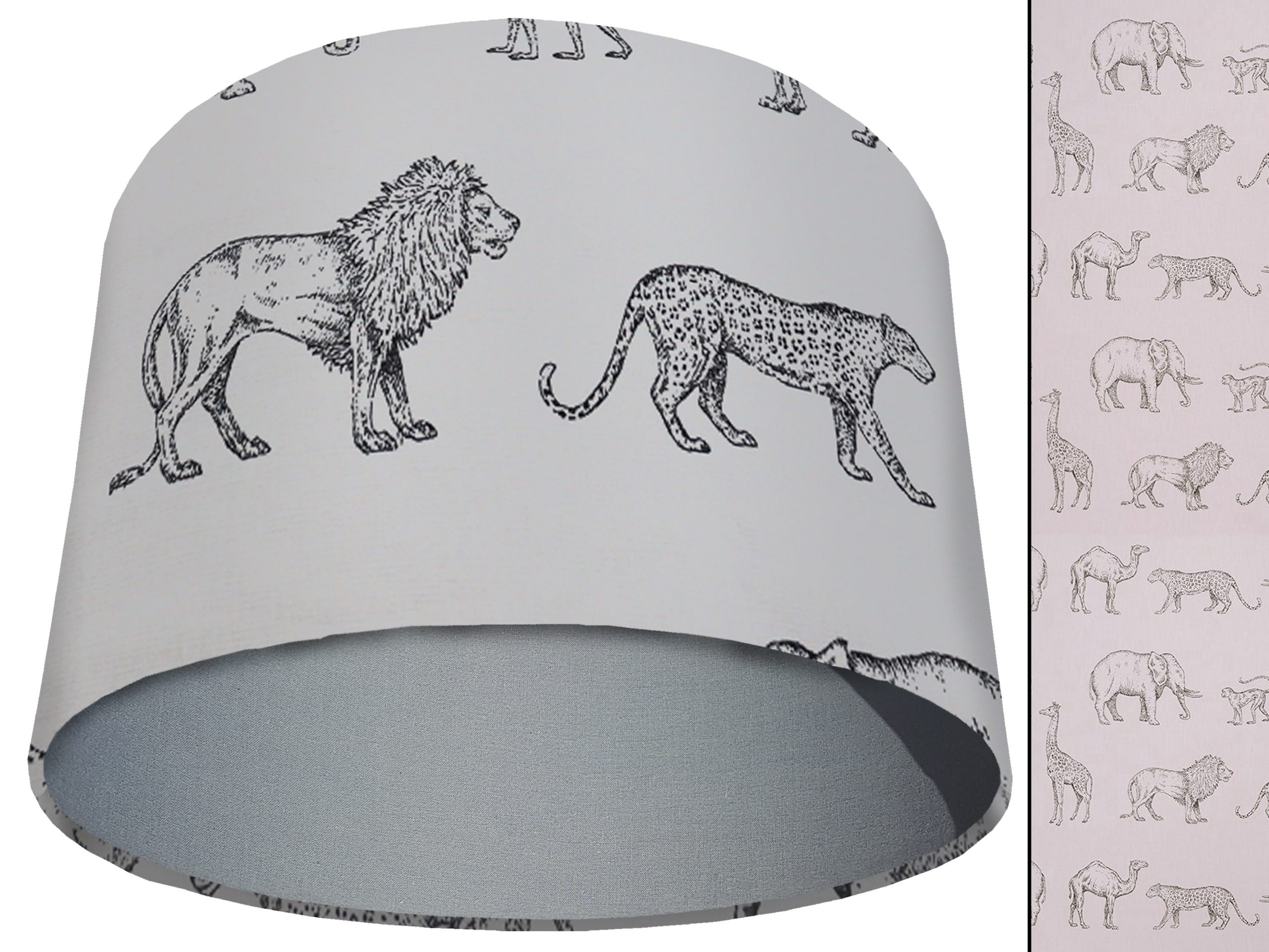 Savannah Animals Light Shade Light Grey, African Lampshade