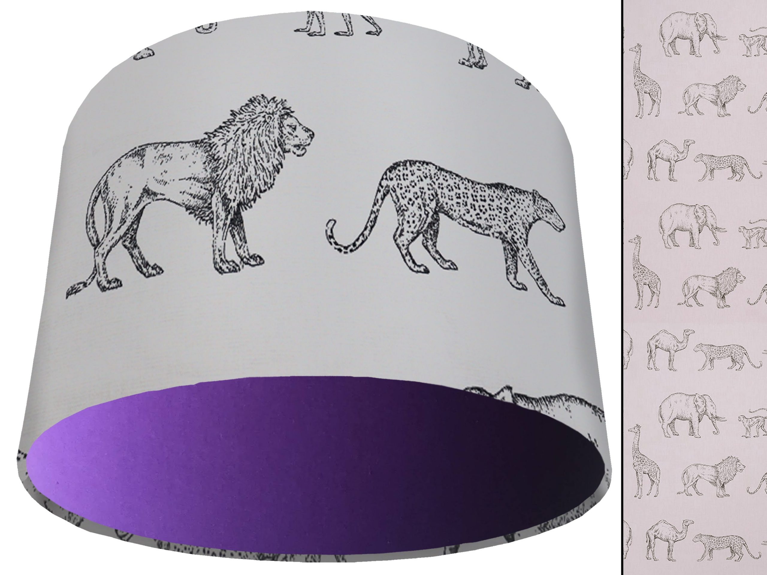 Savannah Animals Light Shade Purple, African Lampshade