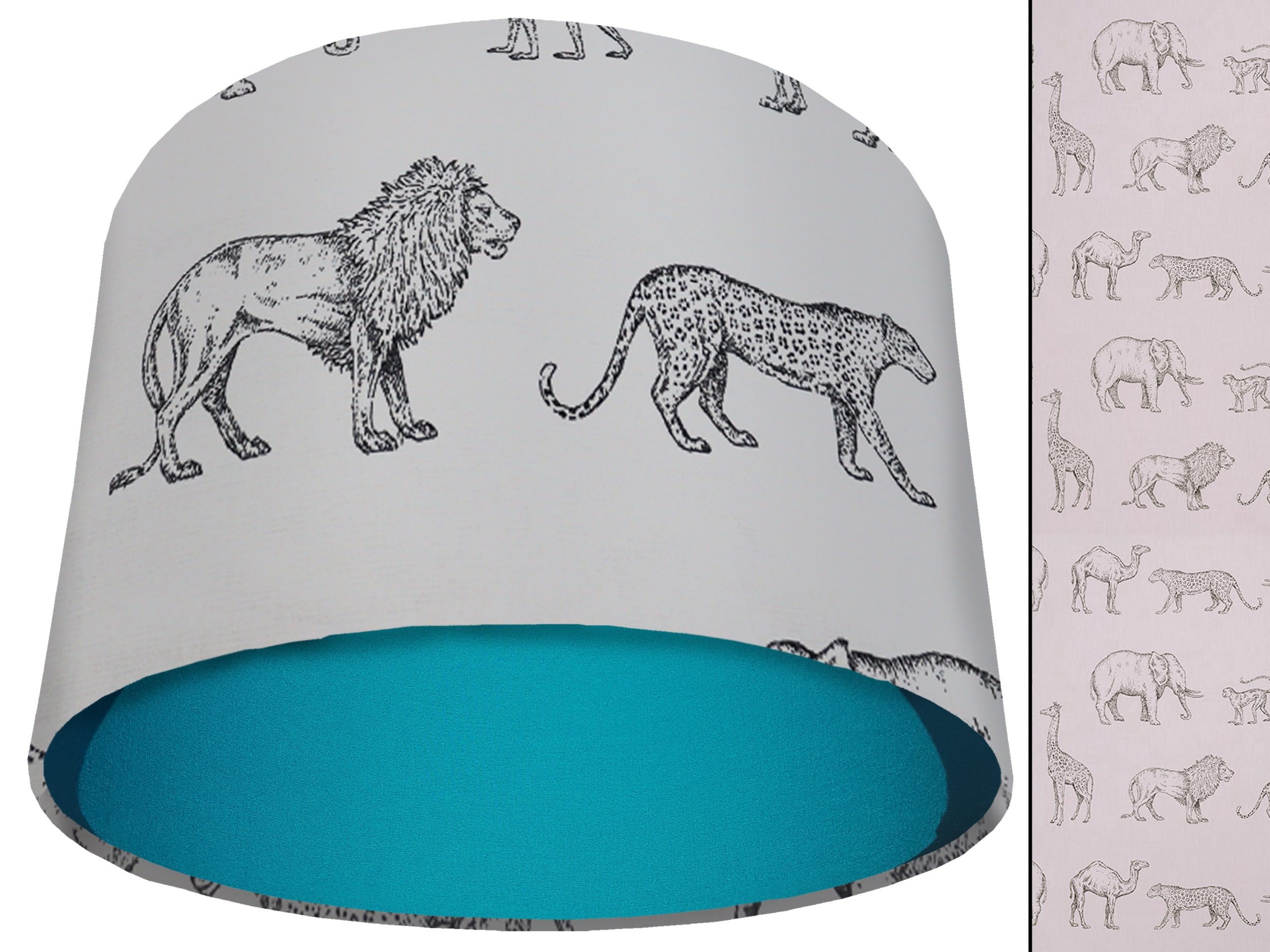 Savannah Animals Light Shade Teal, African Lampshade